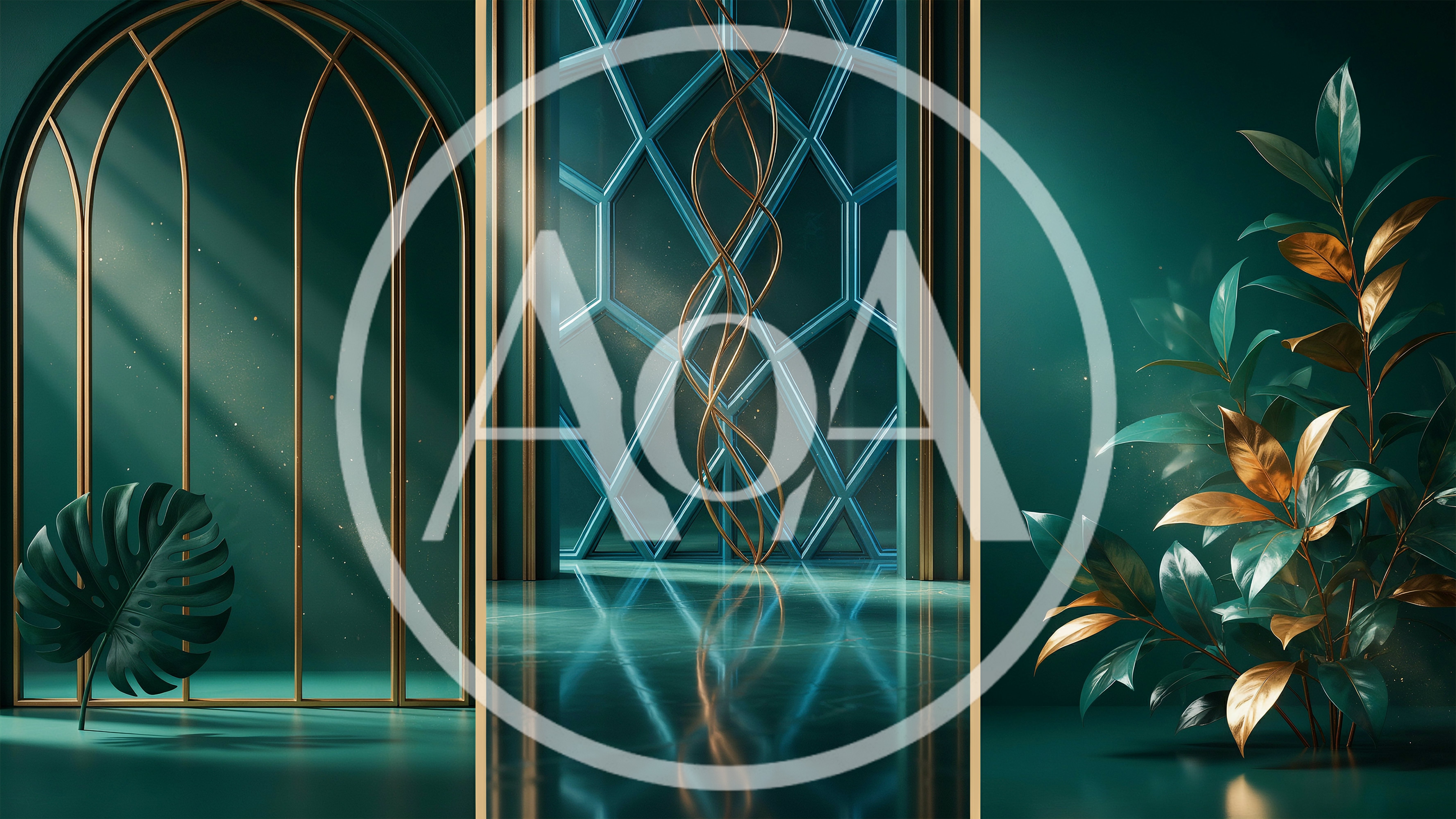 Abstract Luxury Interior Background With Golden Accents