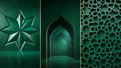 Abstract Islamic Architecture Backgrounds In Emerald Green
