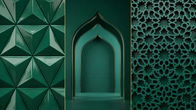 3D Islamic Archway With Geometric Patterns