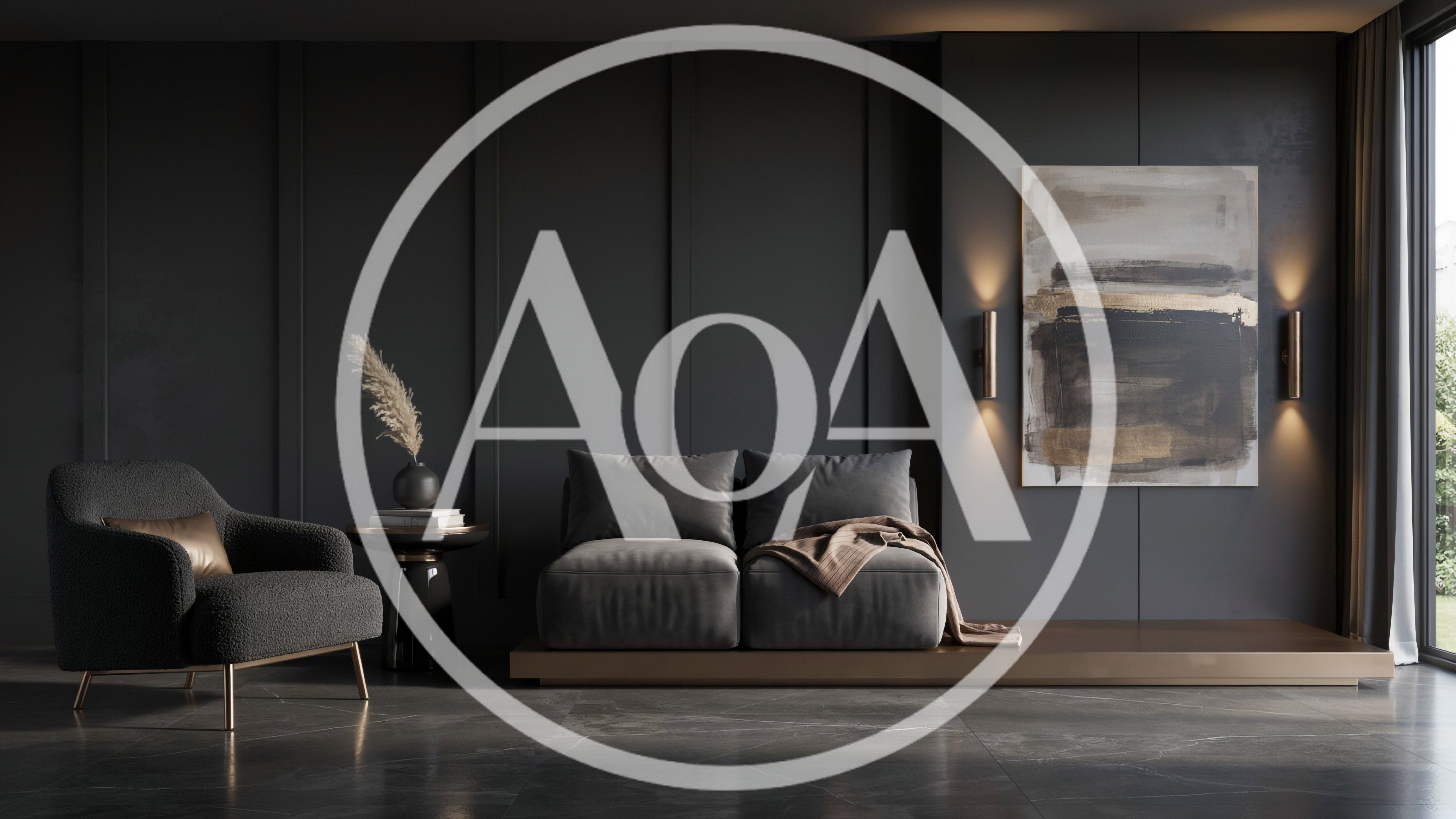 Modern Minimalist Living Room With Dark Interior Design