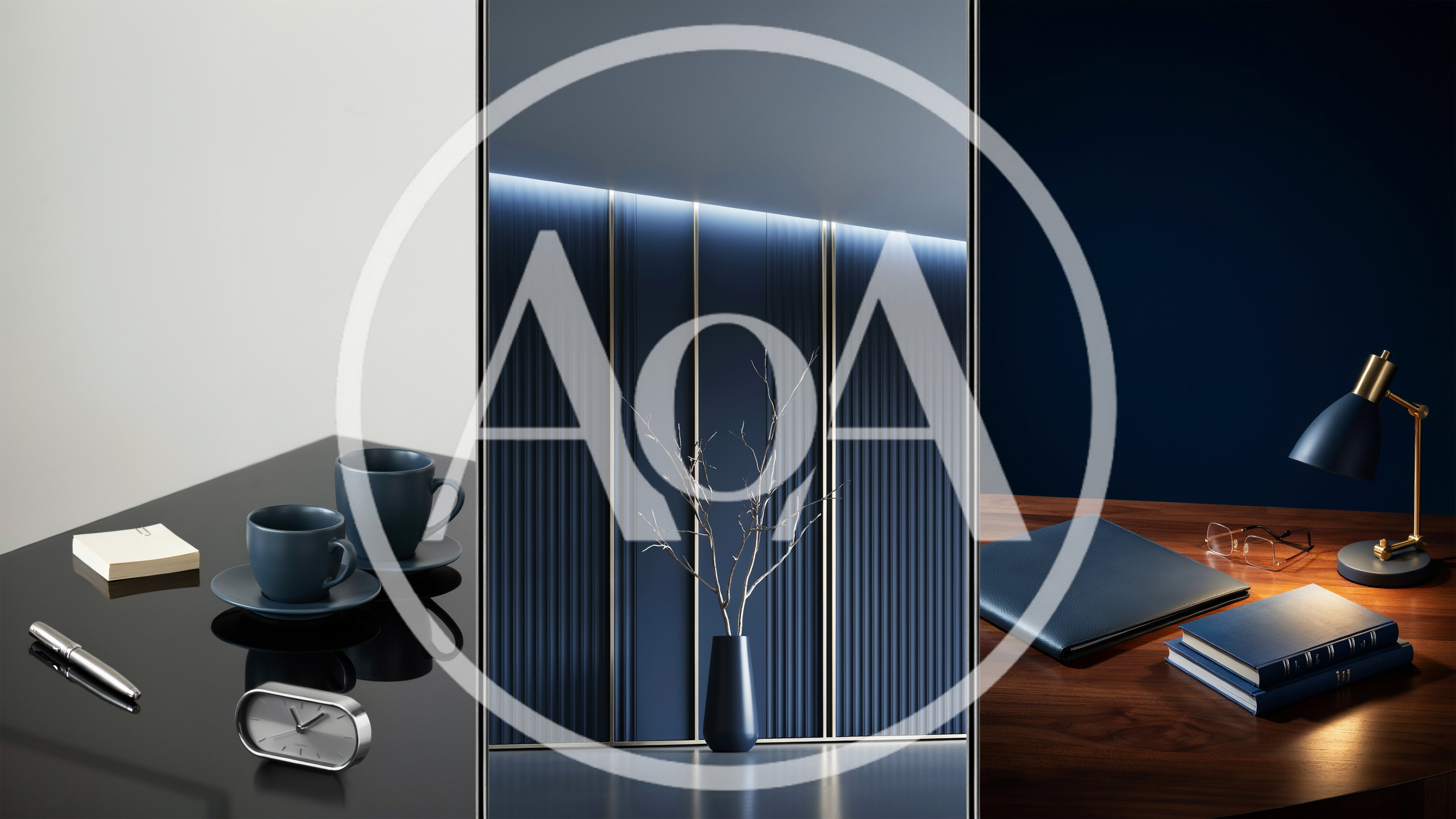 Modern Office Desk Interior Design Collage