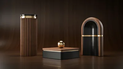 Luxury Product Display Pedestals With Gold Accents