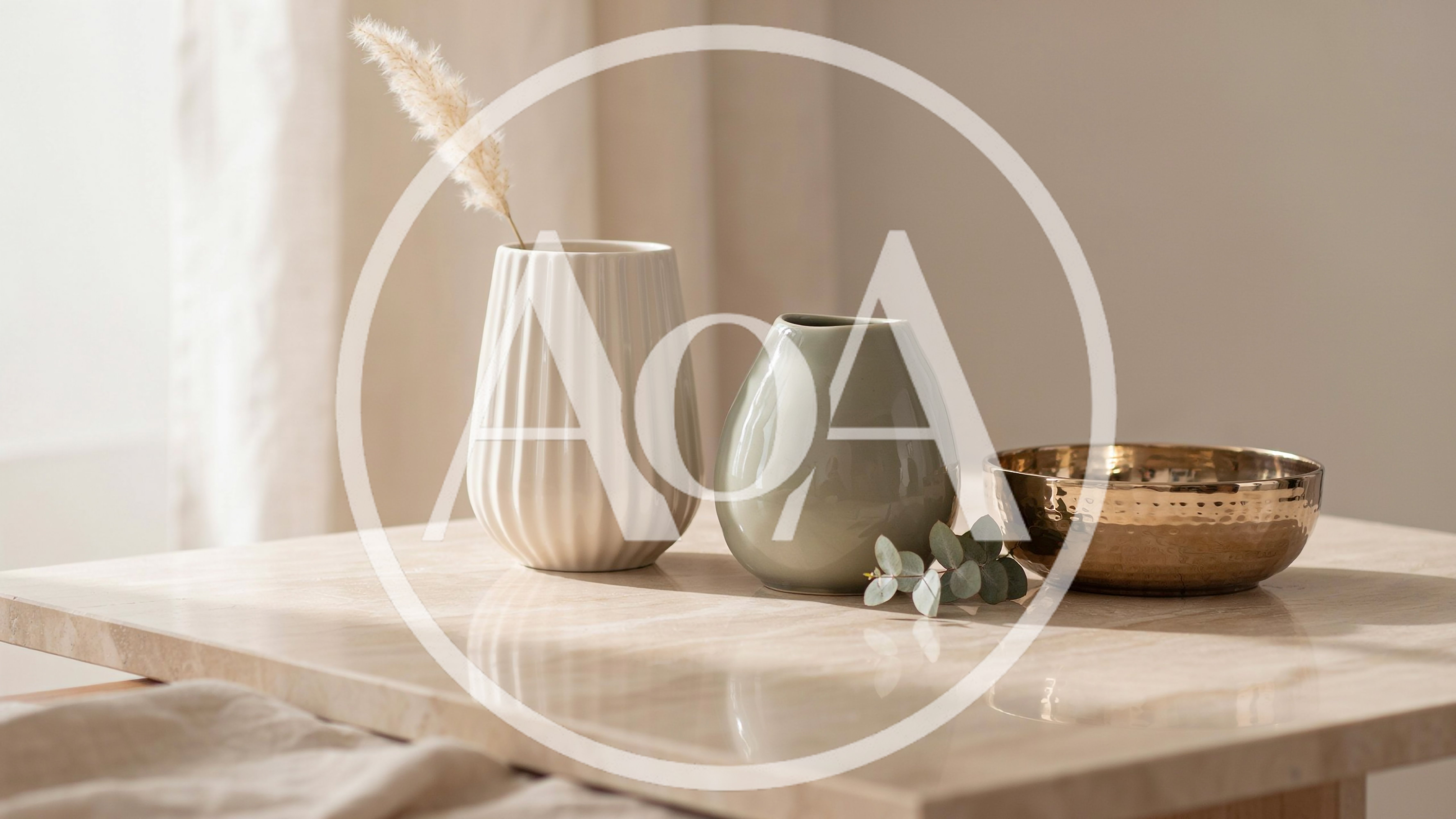 Minimalist Home Decor With Vases And Brass Bowl