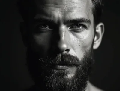 Close Up Portrait Of A Bearded Man