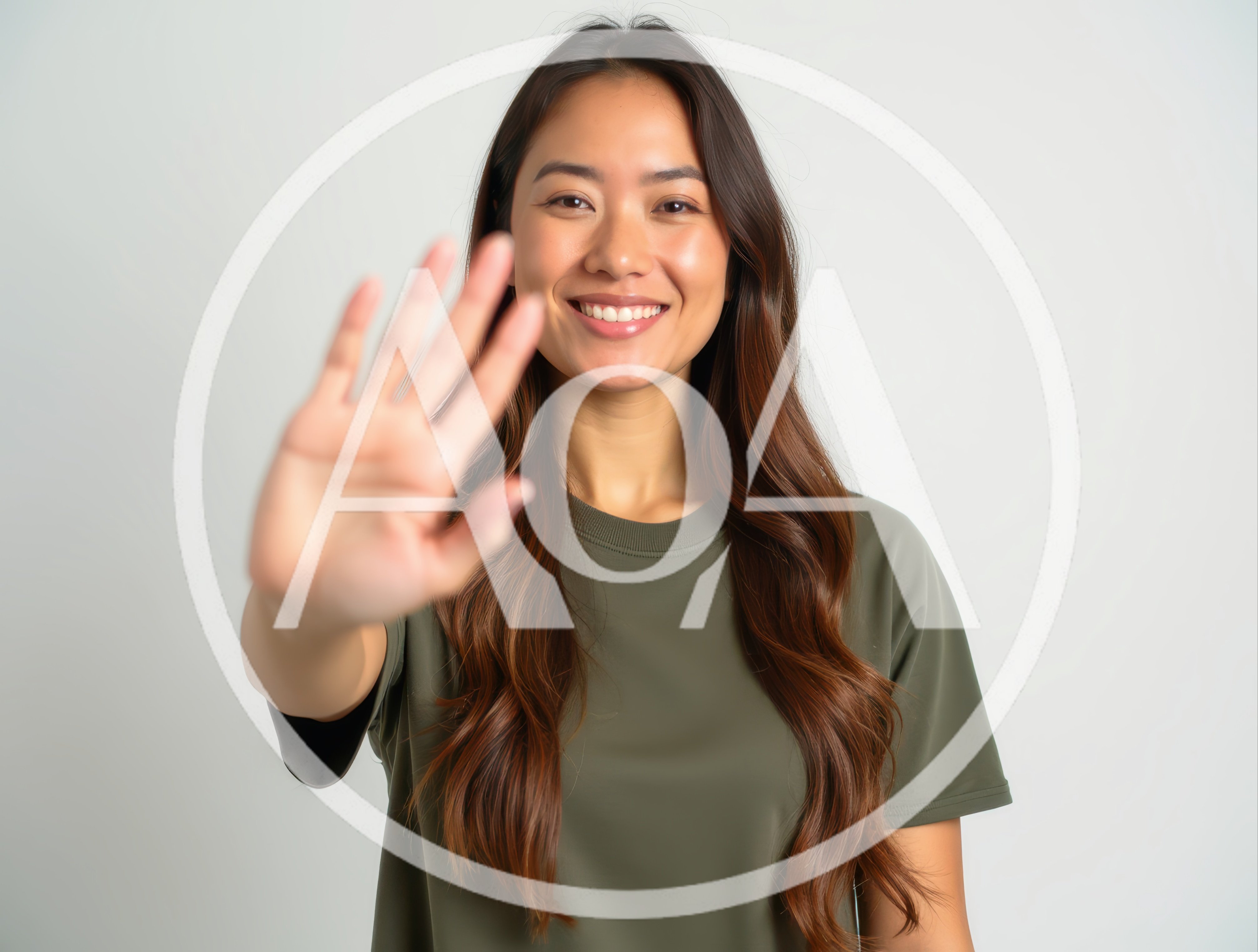Young Asian Woman Waving Hand In Greeting