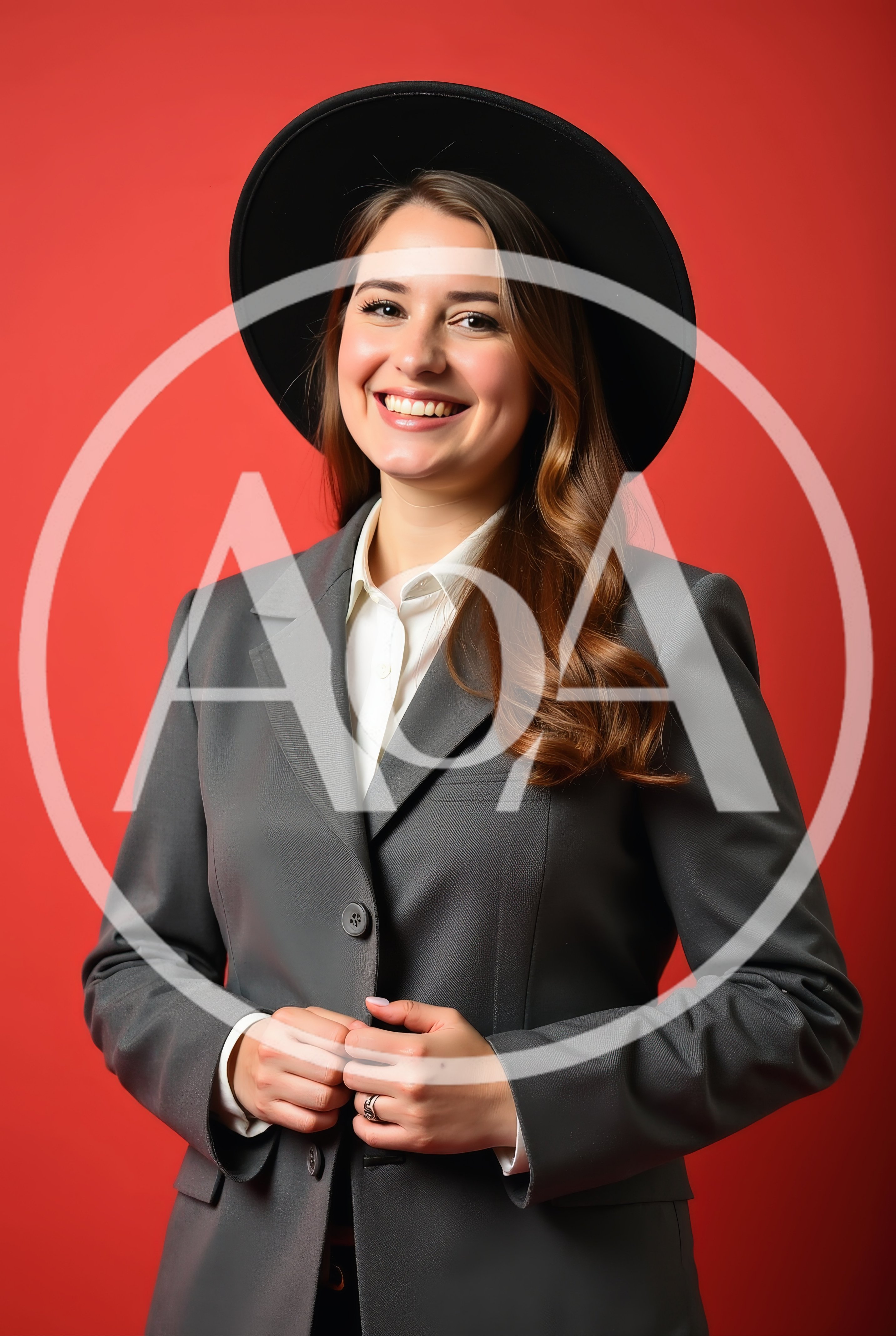 Smiling Businesswoman Wearing A Fedora Hat