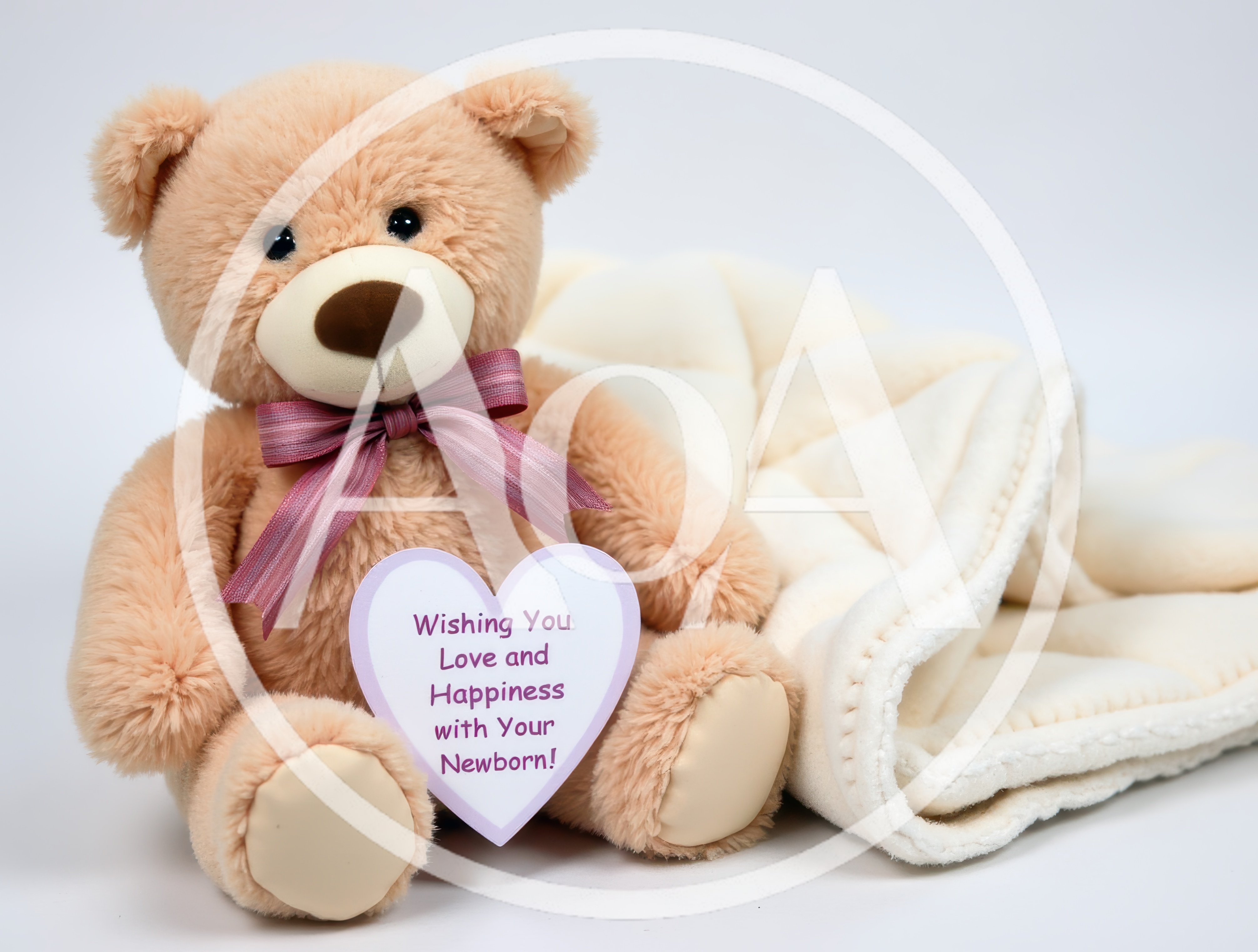 Teddy Bear With Newborn Greeting Card And Blanket