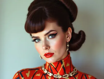 Portrait Of A Woman With Vintage Hairstyle And Makeup