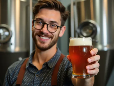 Smiling Brewer Holding A Glass Of Craft Beer