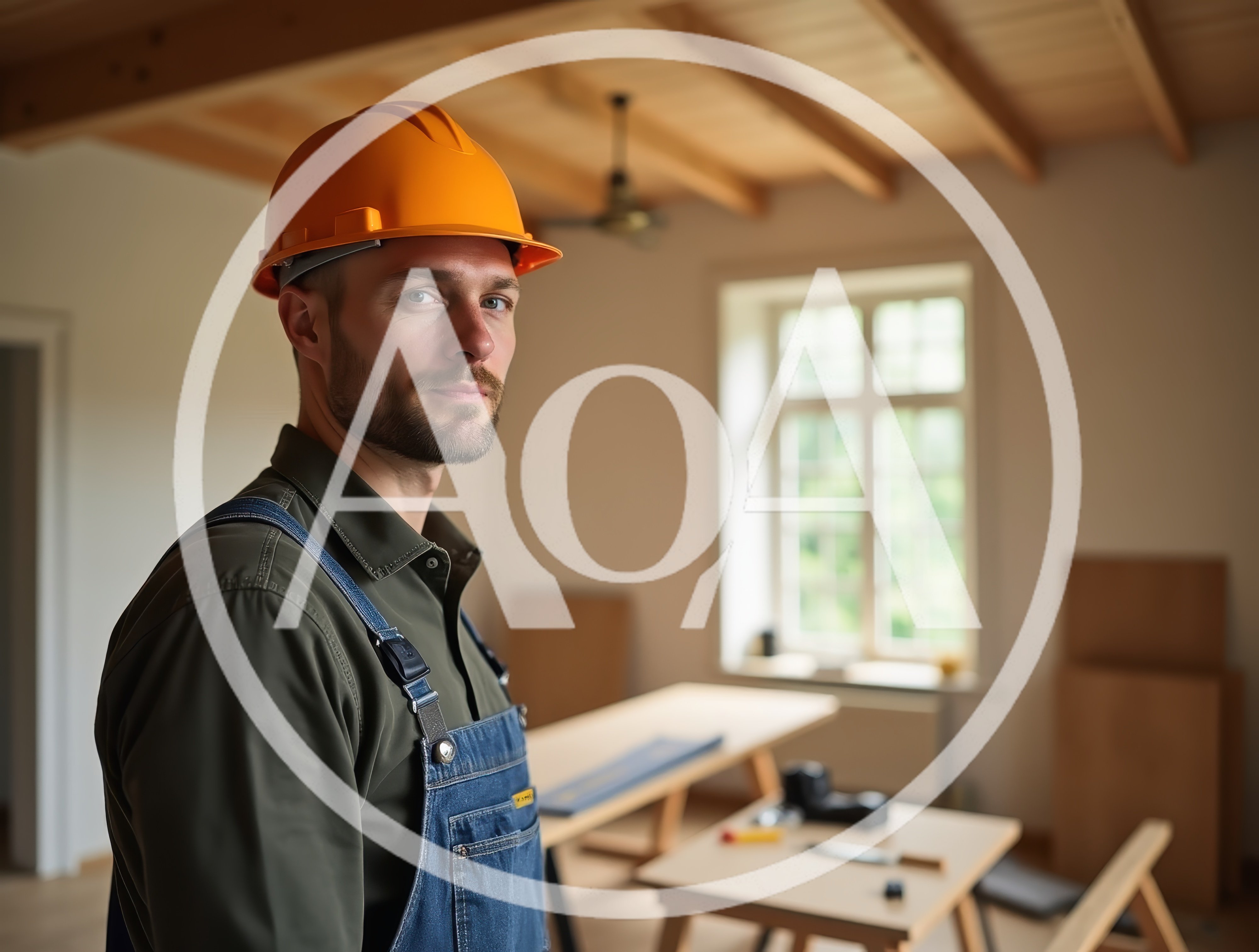 Construction Worker Standing In A Renovated Room