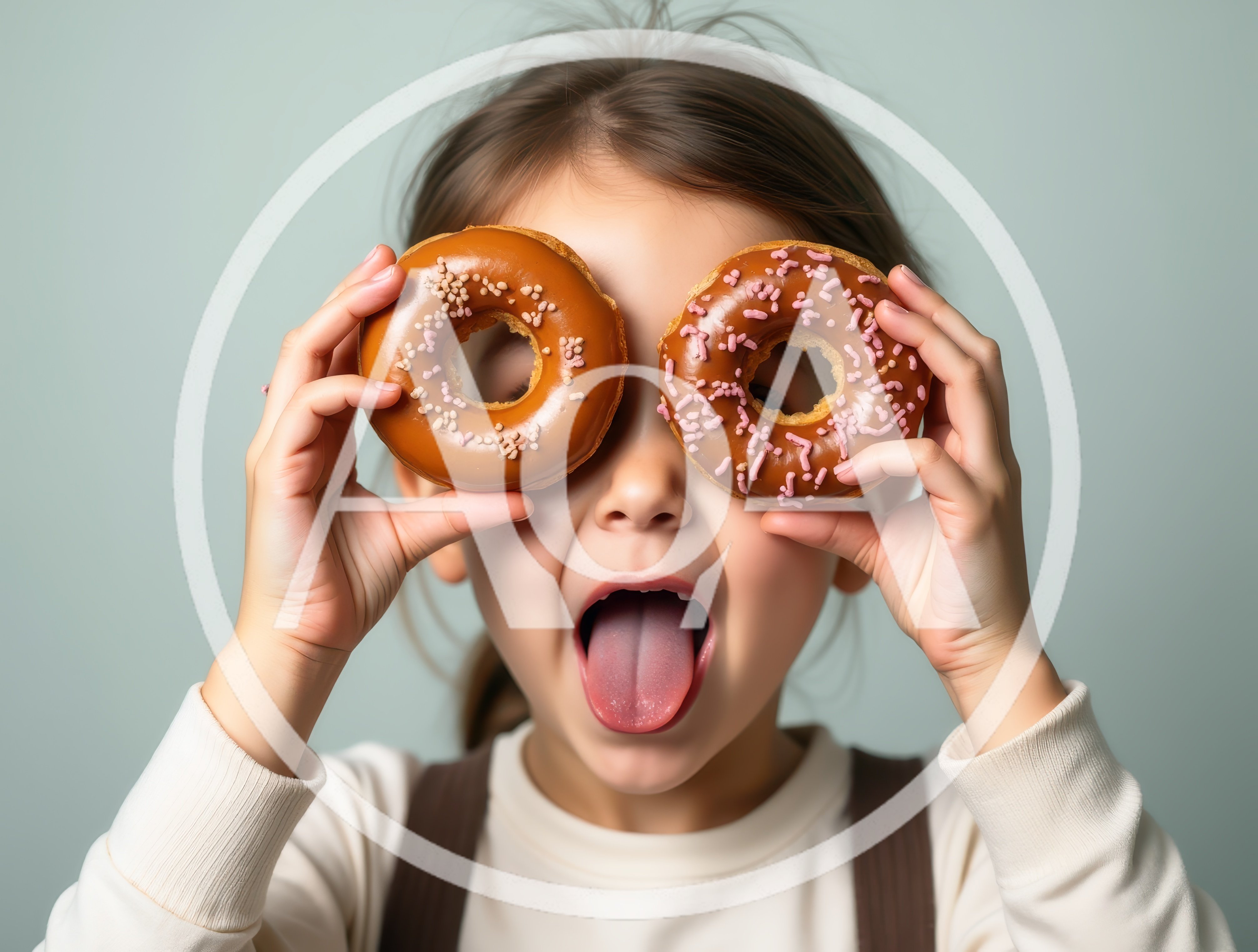 Young Girl Holding Donuts Over Her Eyes