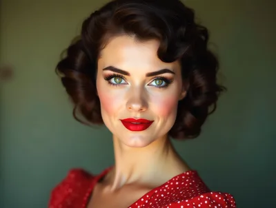 Portrait Of A Beautiful Woman With Vintage Hairstyle