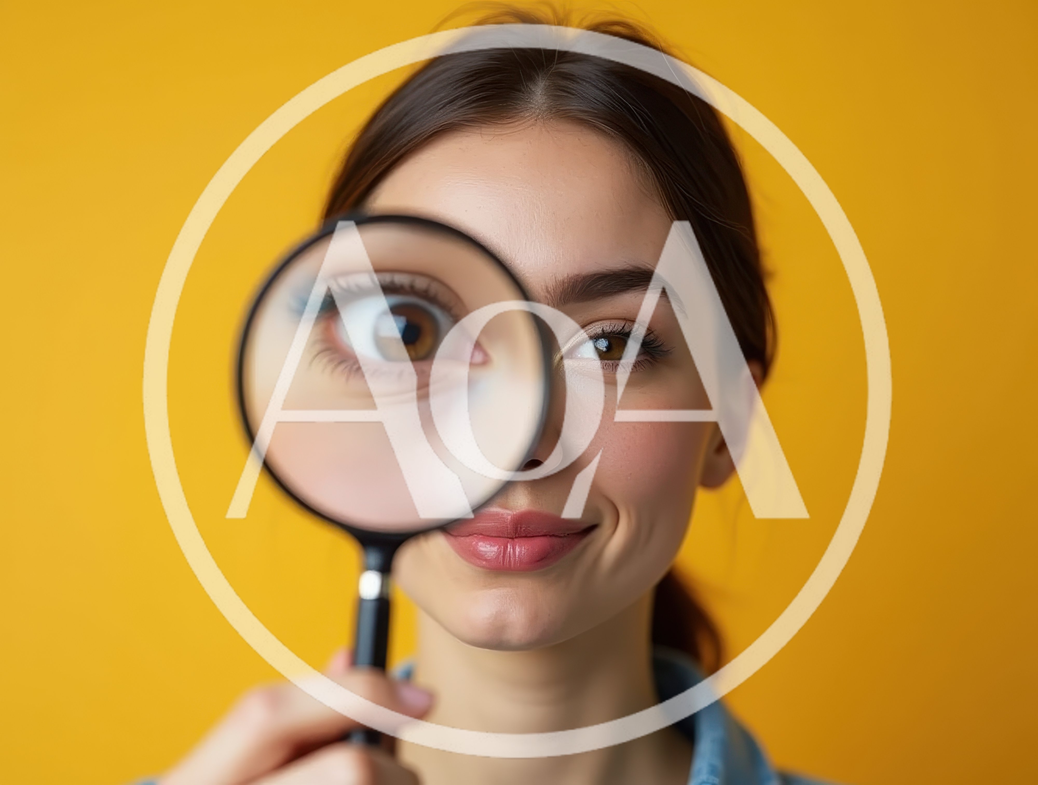 Young Woman Looking Through A Magnifying Glass