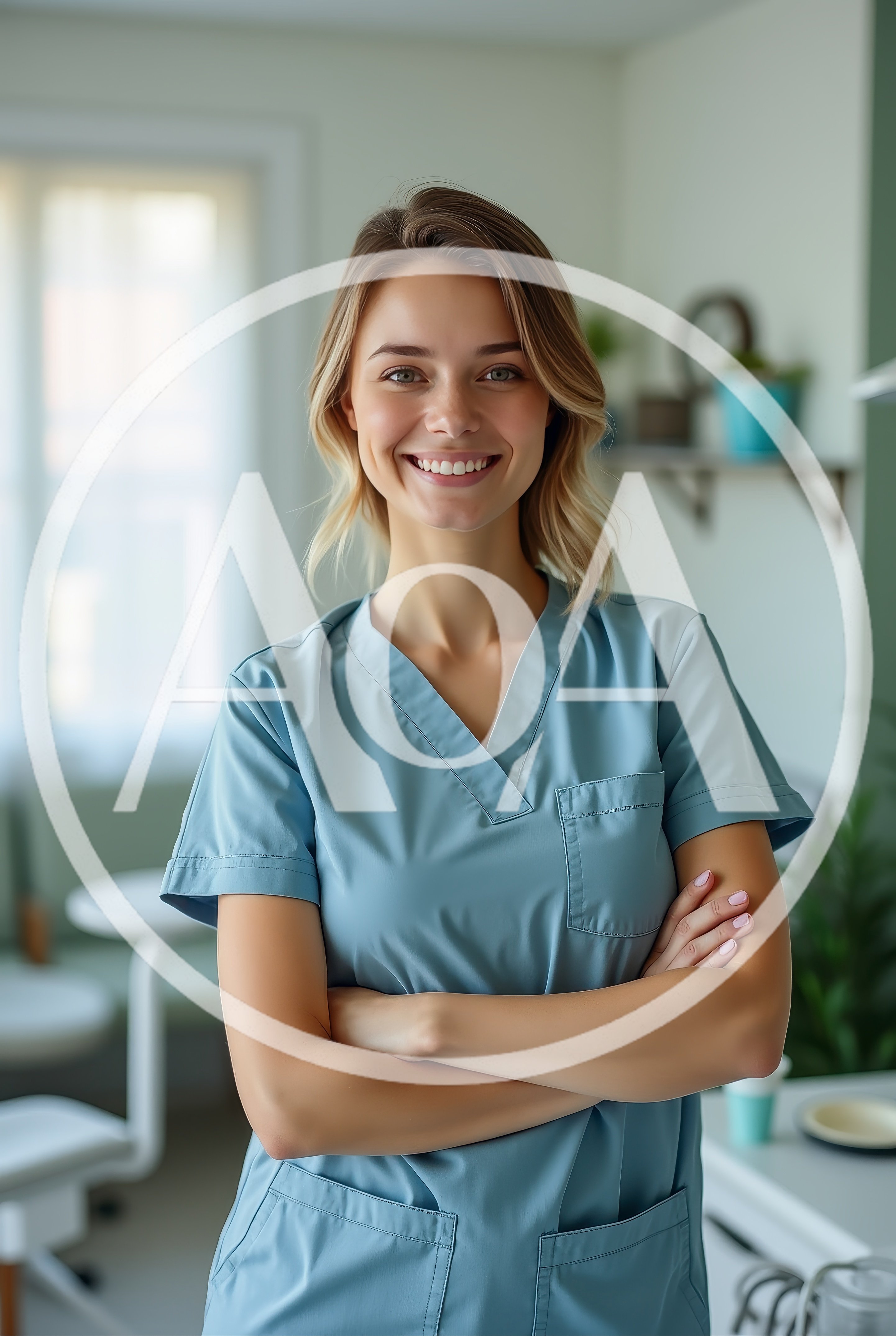 Smiling Female Nurse Standing With Arms Crossed