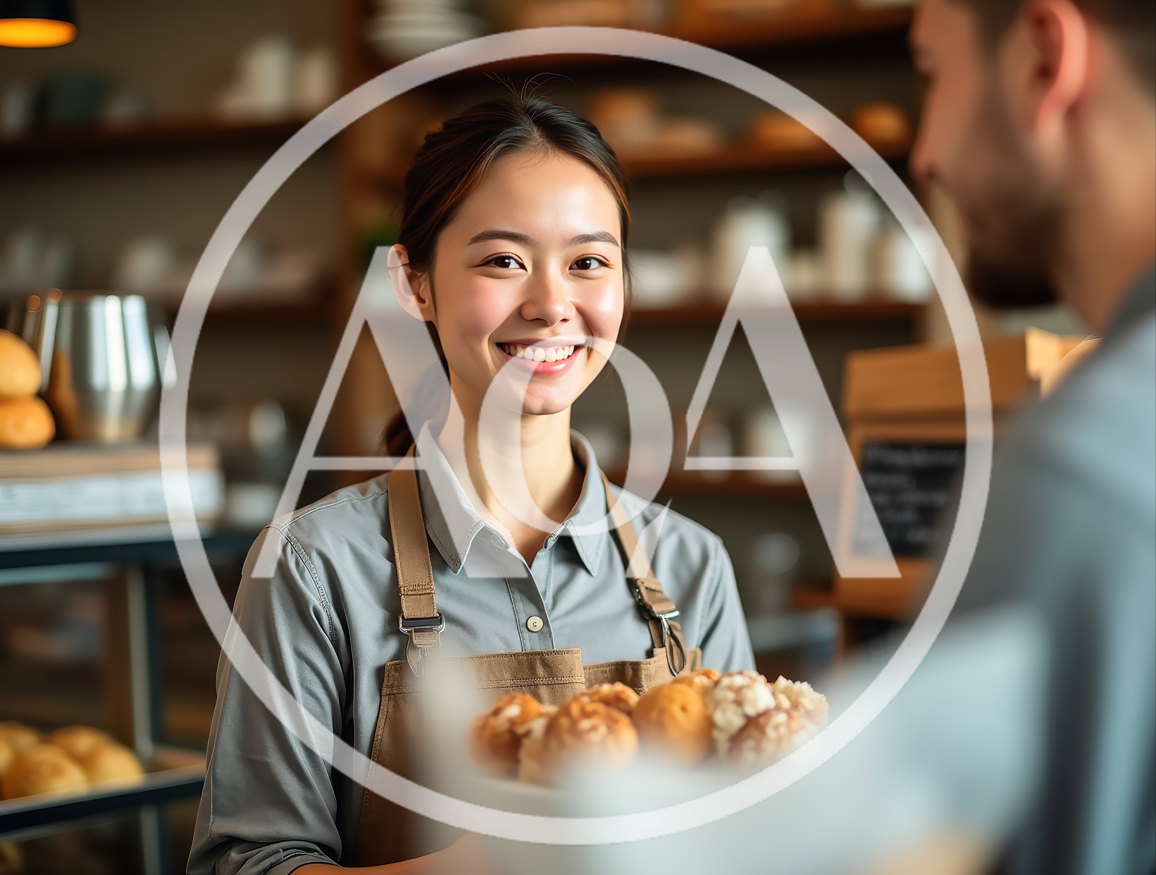 Friendly Bakery Employee Serving Fresh Pastries To Customer