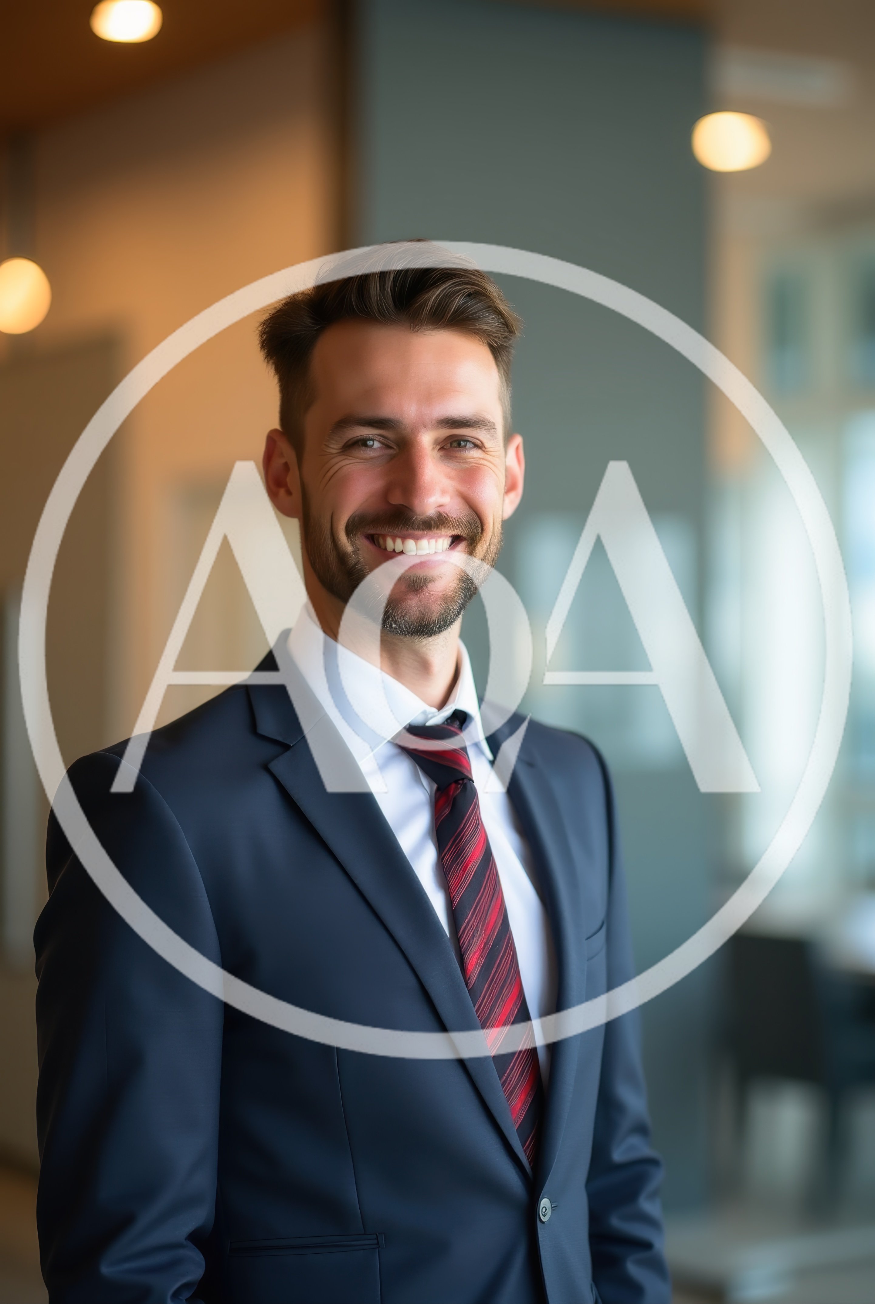 Professional Businessman Smiling In Modern Office Setting