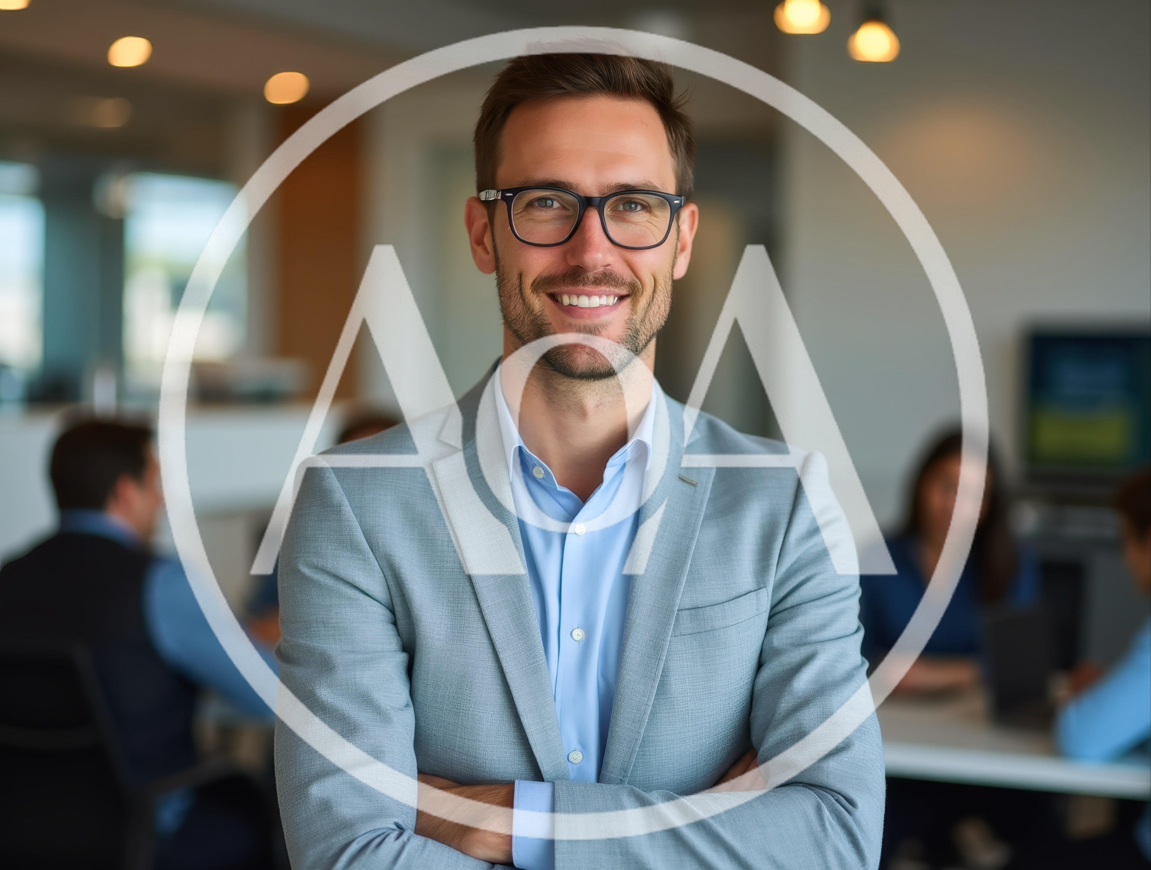Professional Businessman Smiling In Modern Office Setting