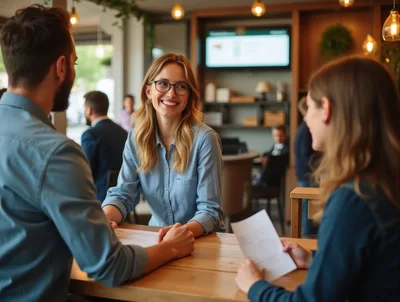 Professional Business Meeting In A Modern Cafe