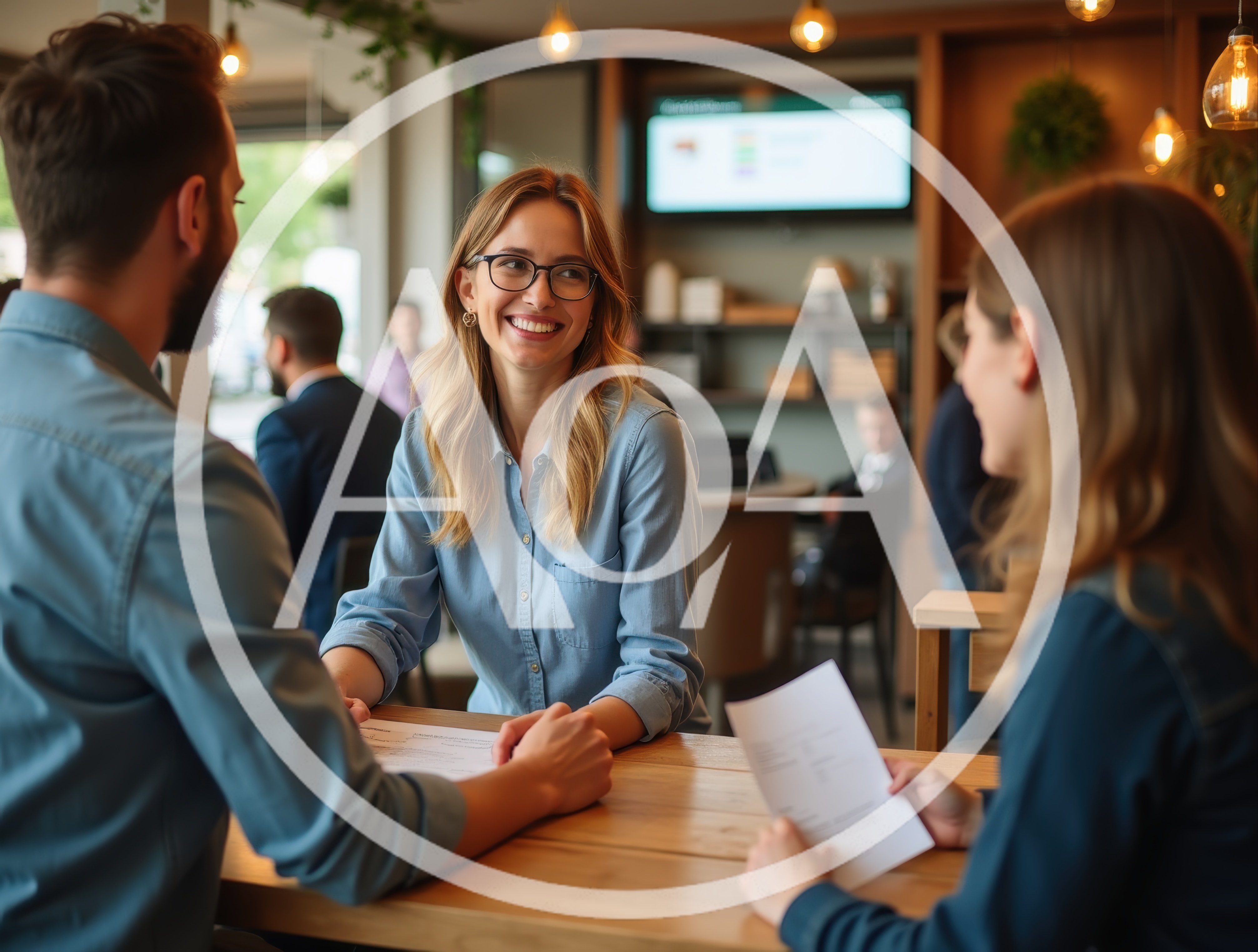 Professional Business Meeting In A Modern Cafe