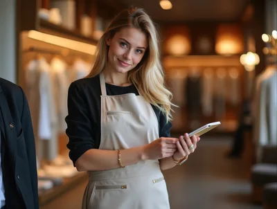 Professional Sales Associate Working In A Clothing Boutique