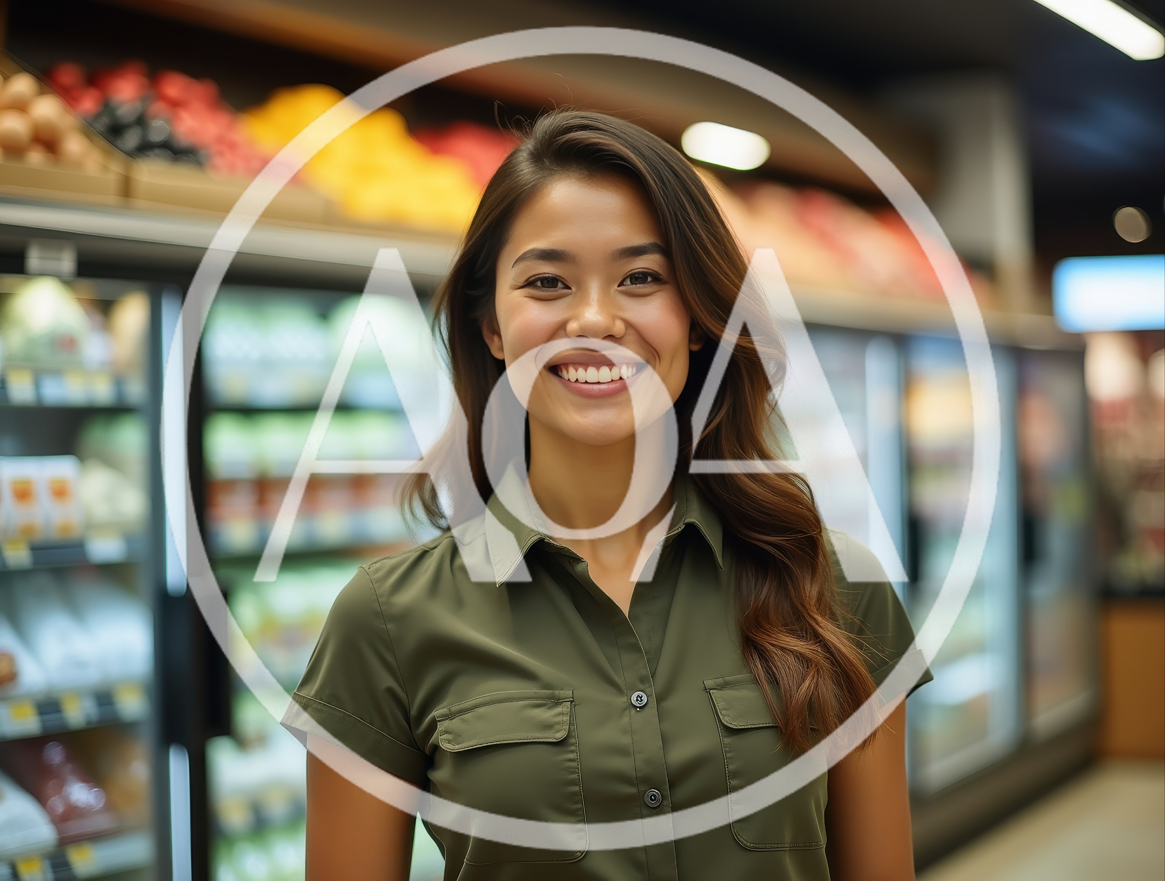 Smiling Young Woman Standing In A Grocery Store