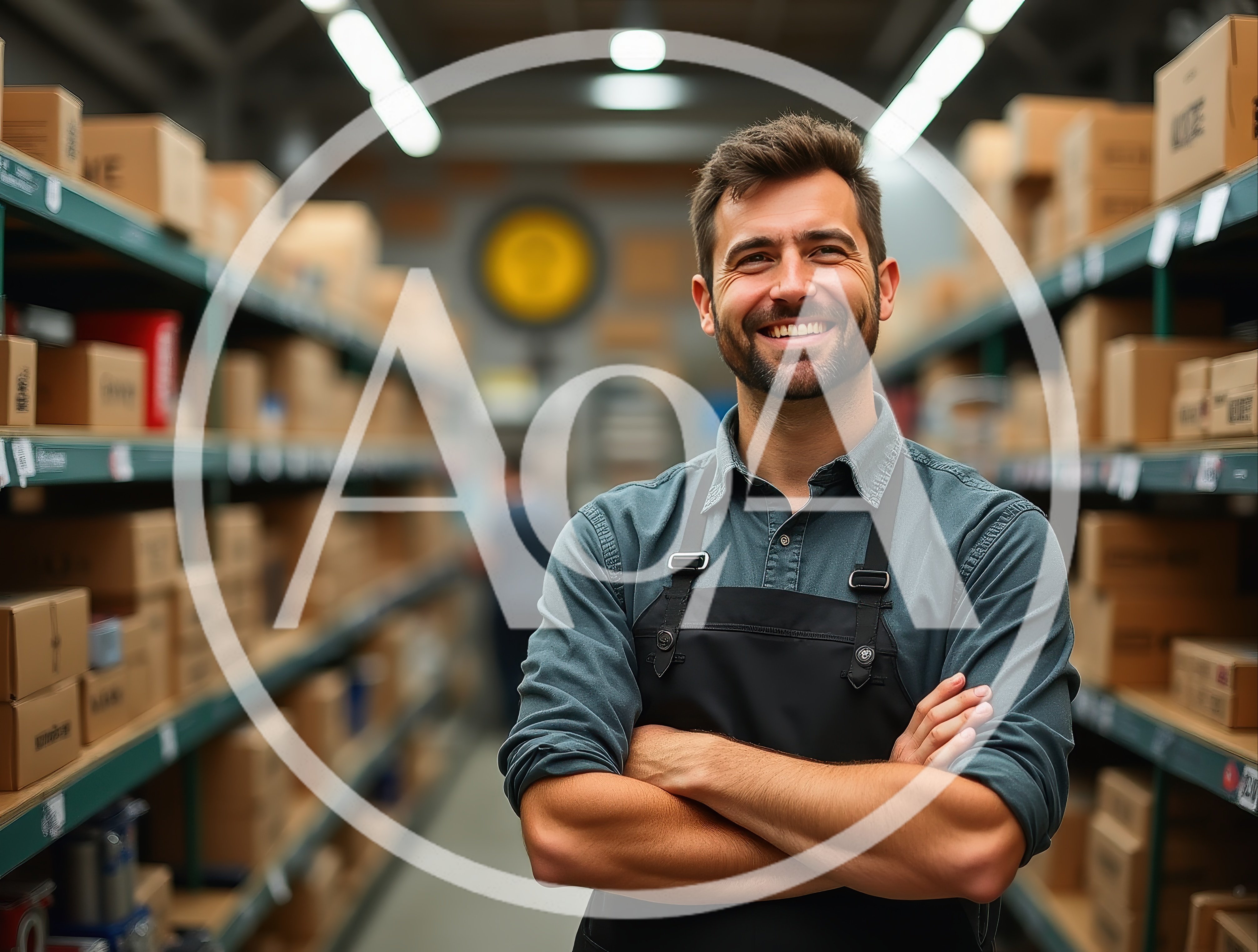 Smiling Warehouse Worker Standing In A Distribution Center