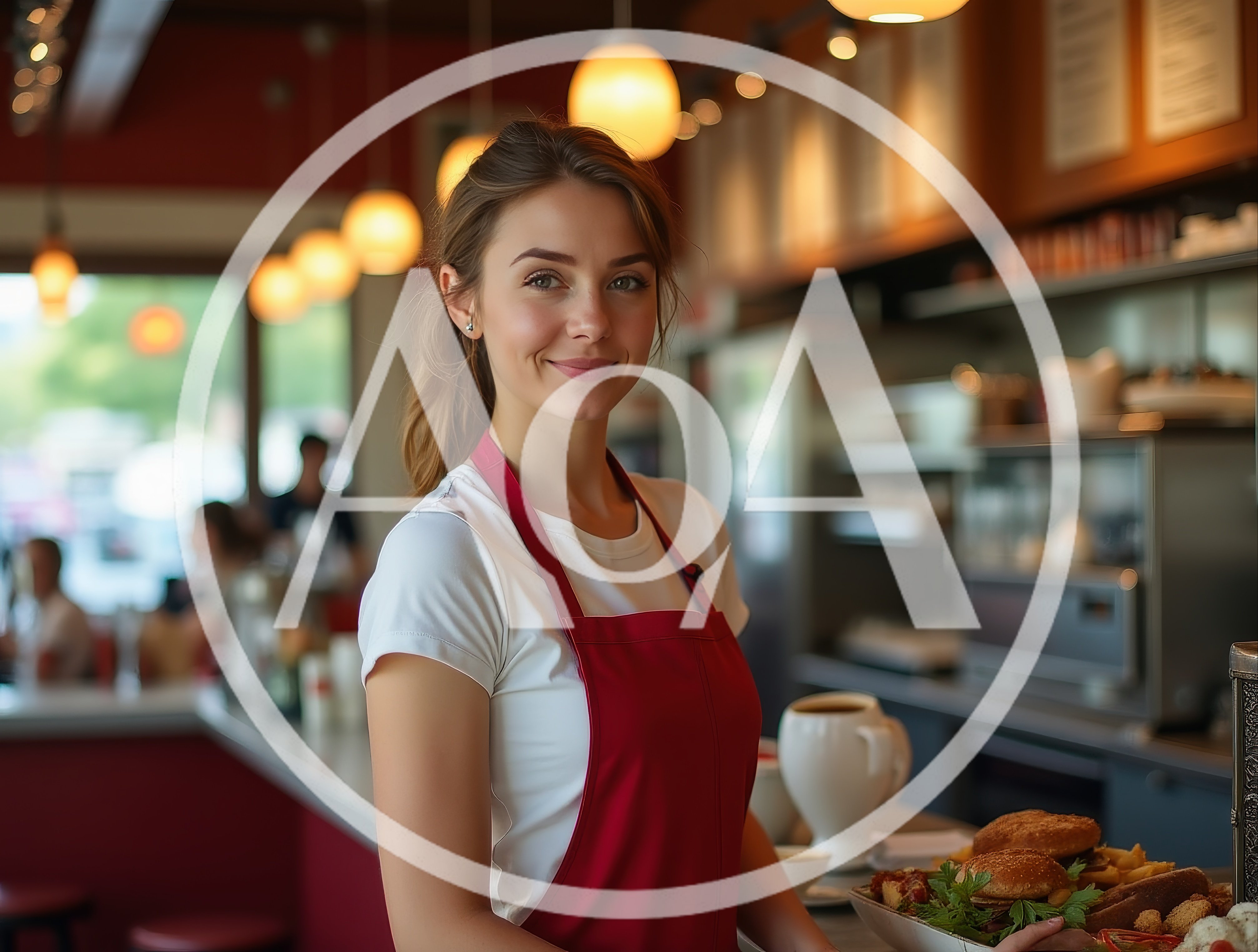 Friendly Waitress Serving Food In A Restaurant