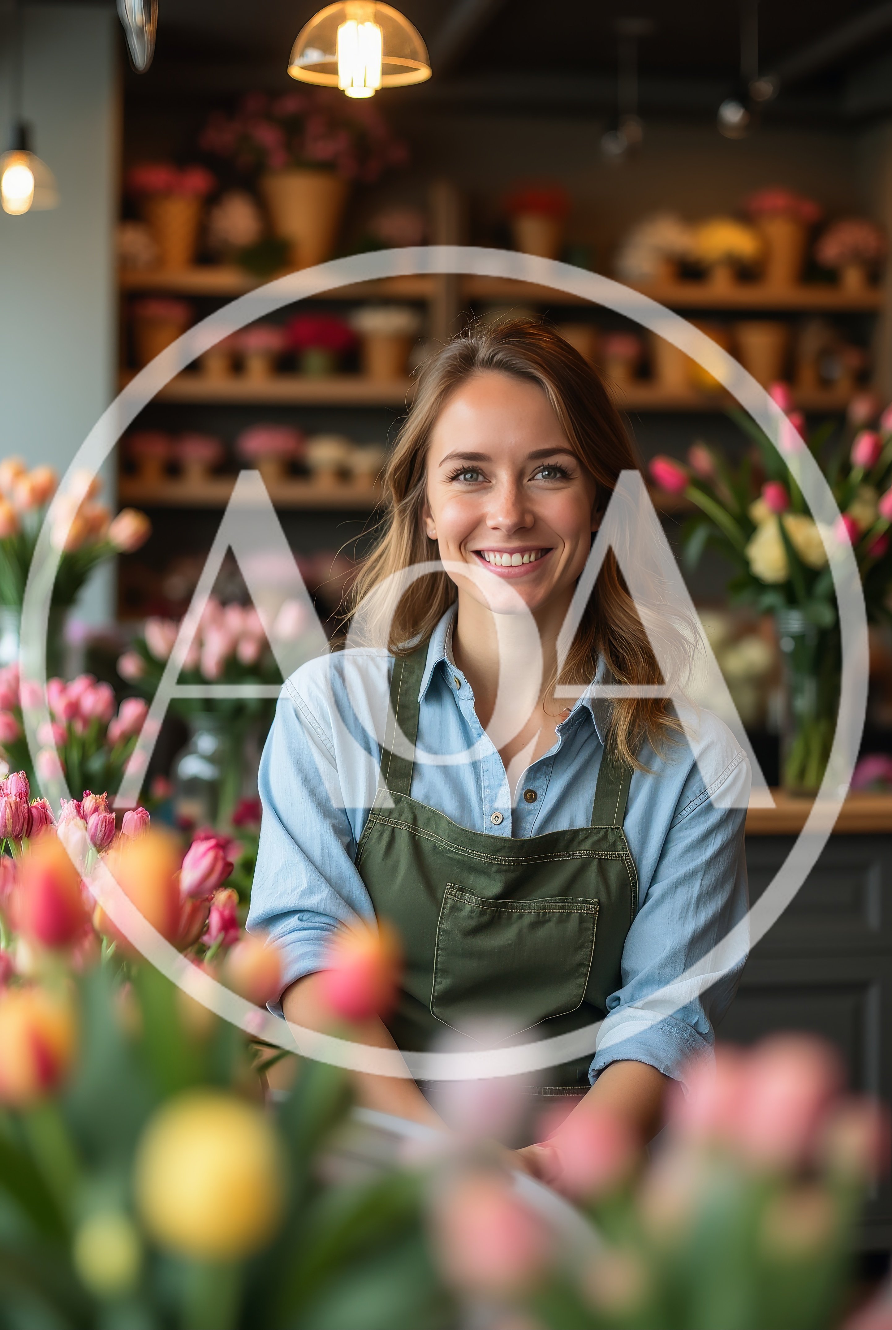 Smiling Female Florist Standing In Flower Shop