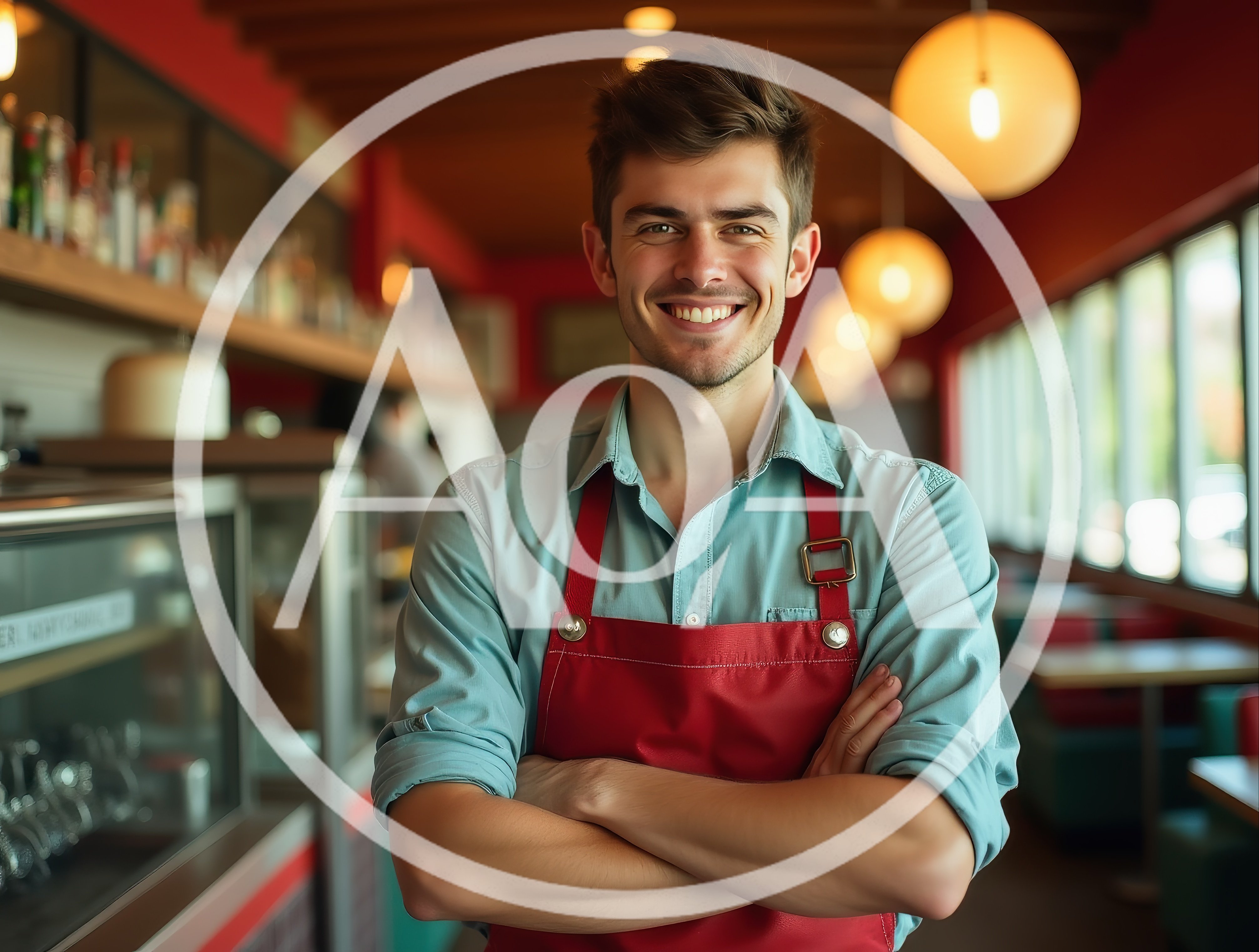 Smiling Male Barista Standing In A Cafe