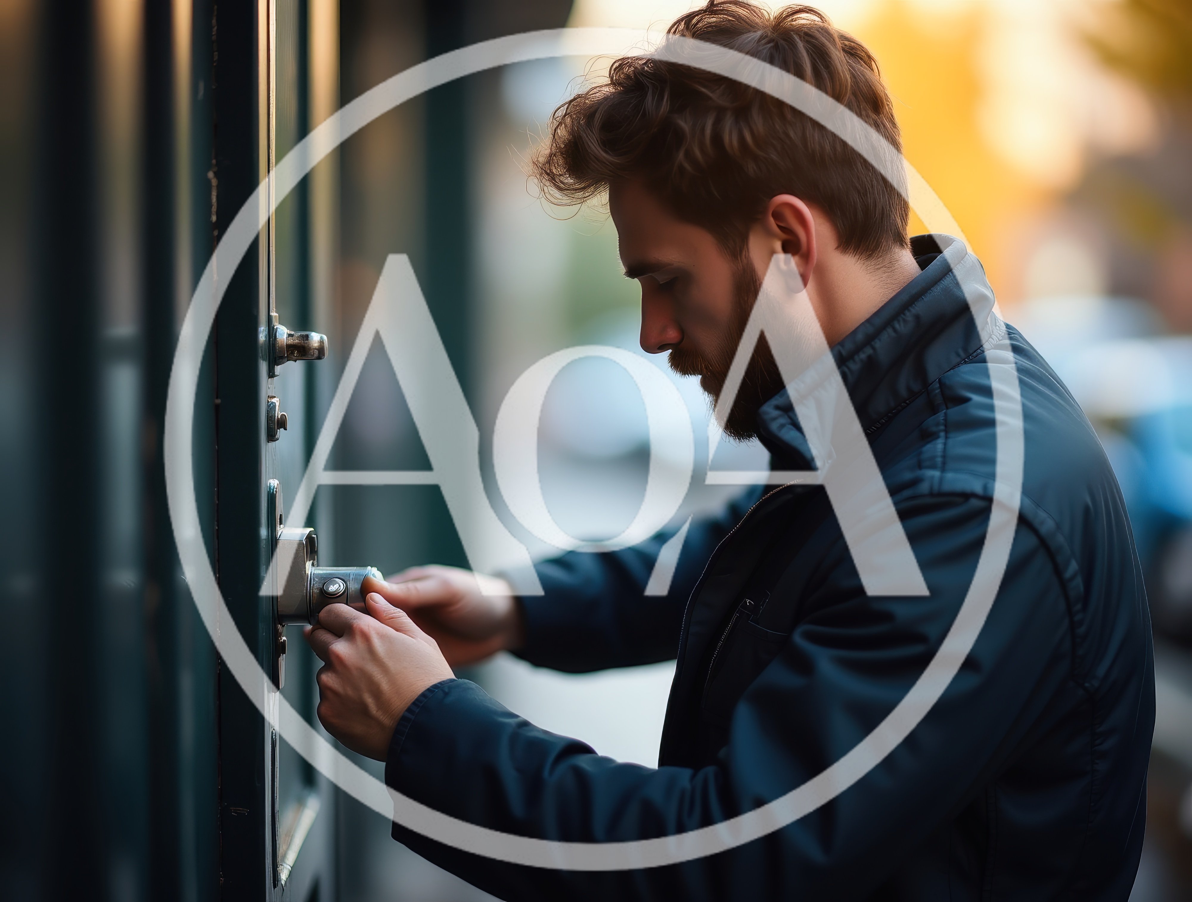 Man Unlocking A Door With A Key