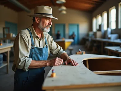 Senior Carpenter Working In A Woodworking Workshop