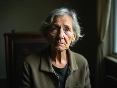 Portrait Of An Elderly Woman Looking Upward