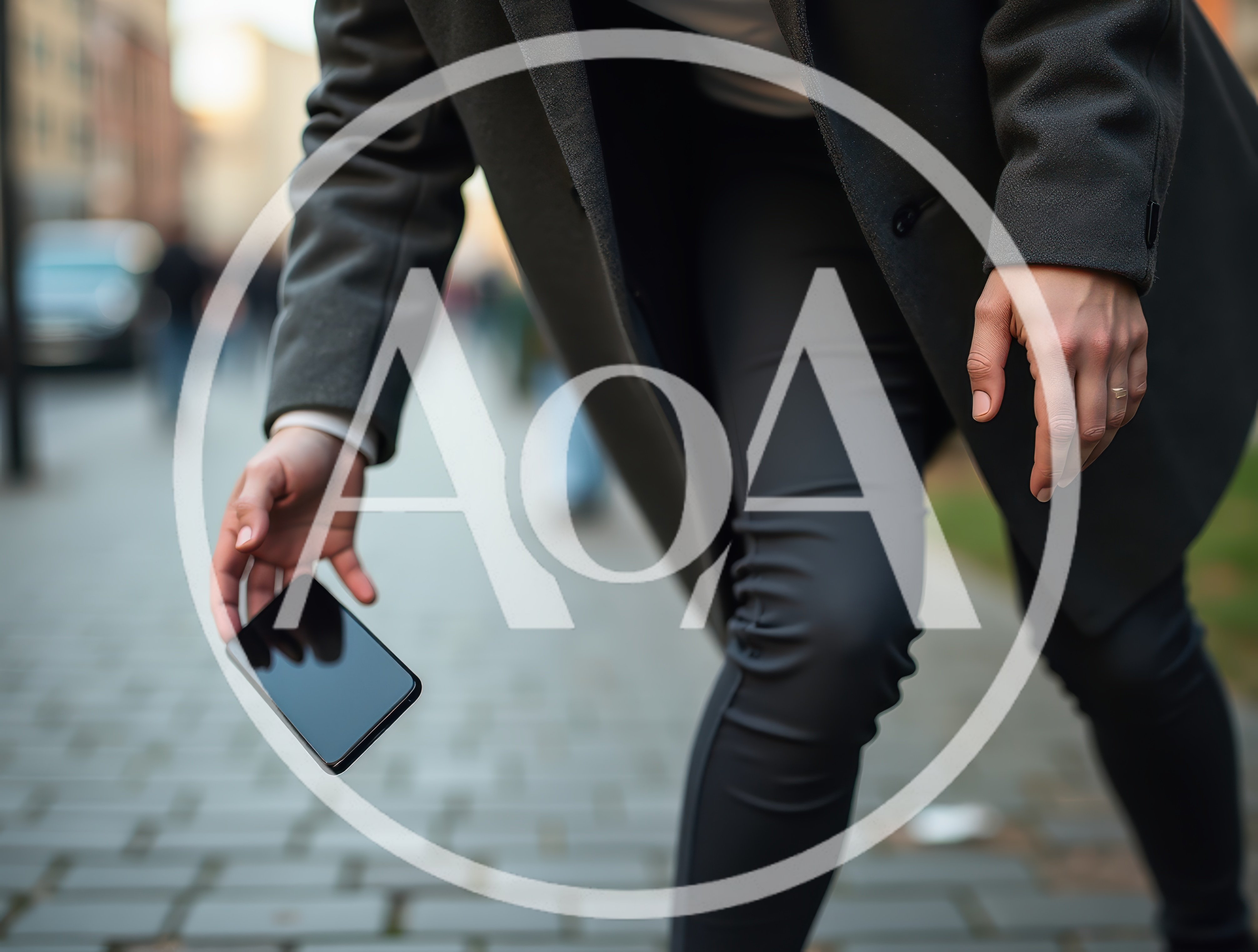 Person Dropping A Smartphone On A City Sidewalk