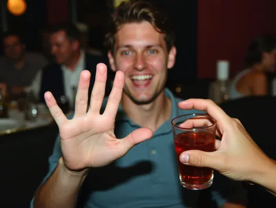 Young Man Celebrating With Friends At A Restaurant