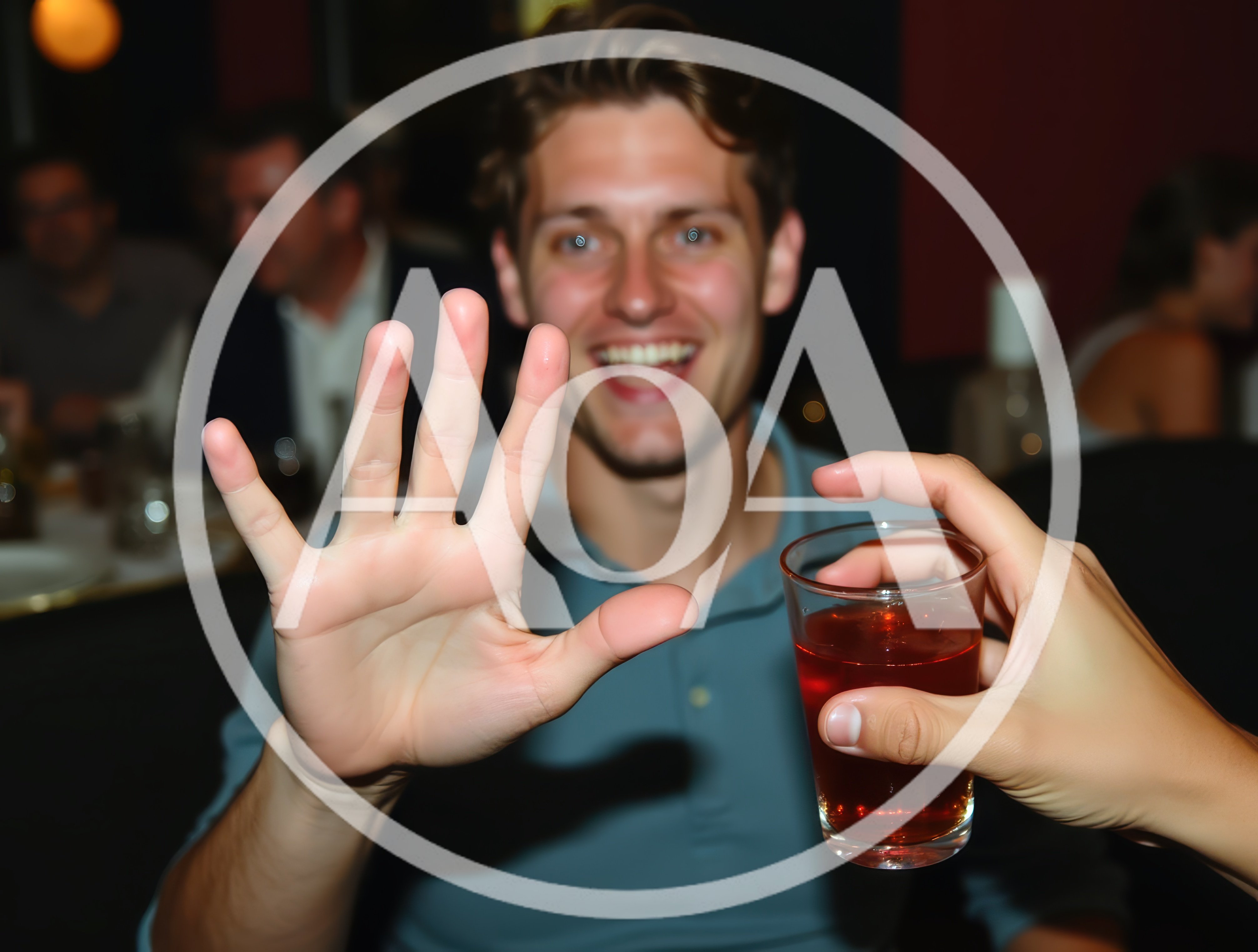 Young Man Celebrating With Friends At A Restaurant
