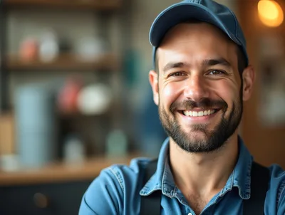 Portrait Of A Smiling Male Worker In Uniform
