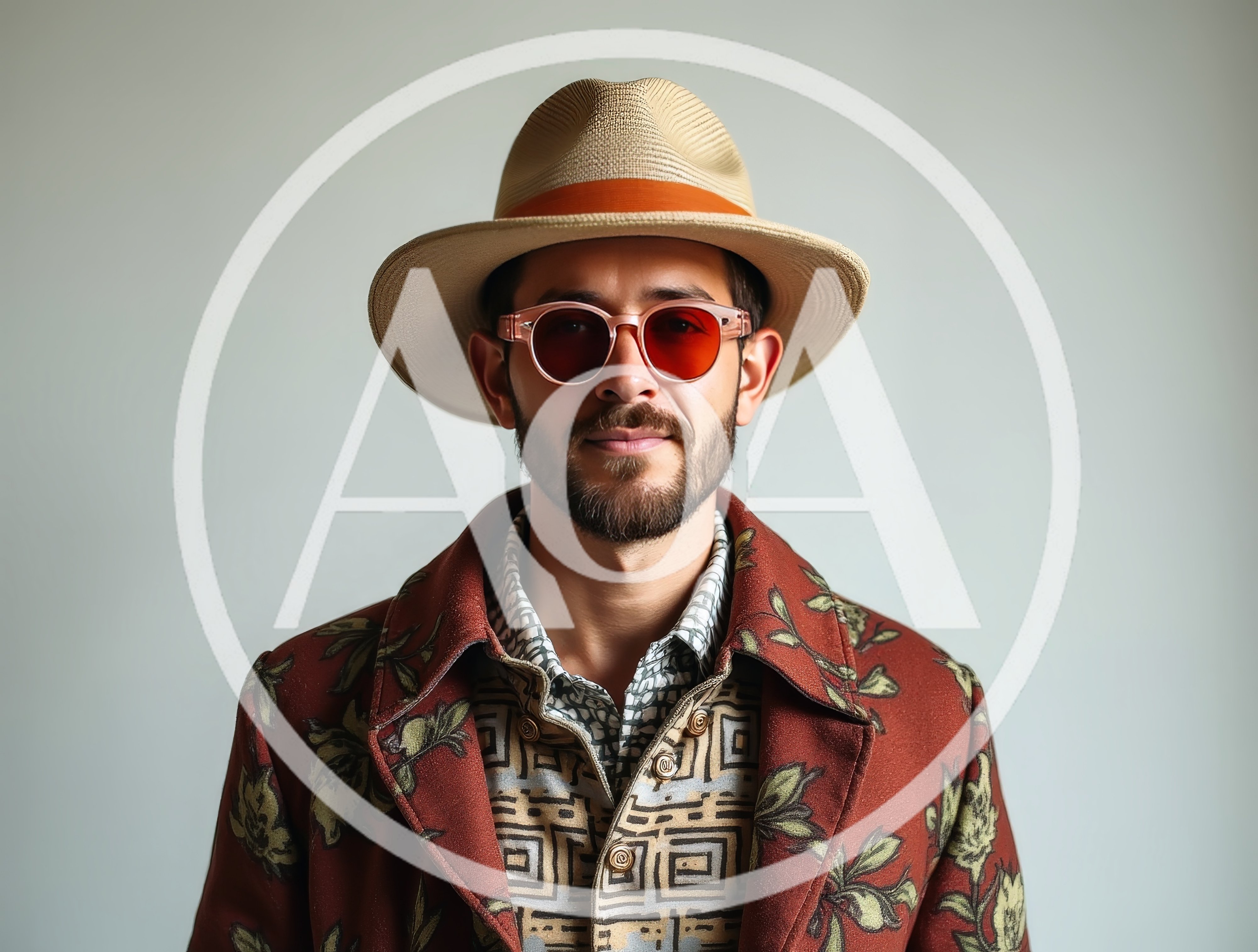 Stylish Man Wearing Fedora and Floral Patterned Jacket