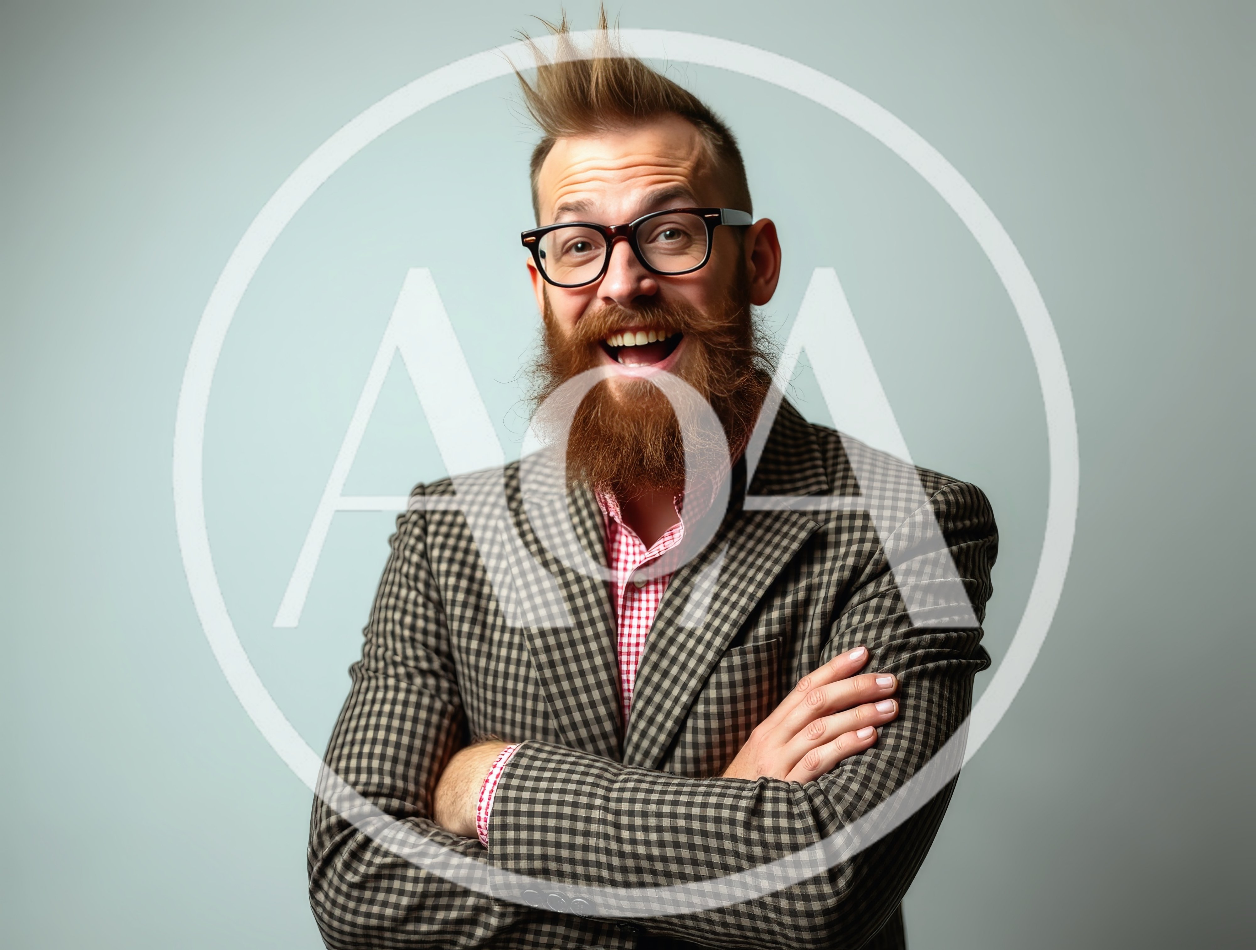 Cheerful Man With Beard And Spiky Hair
