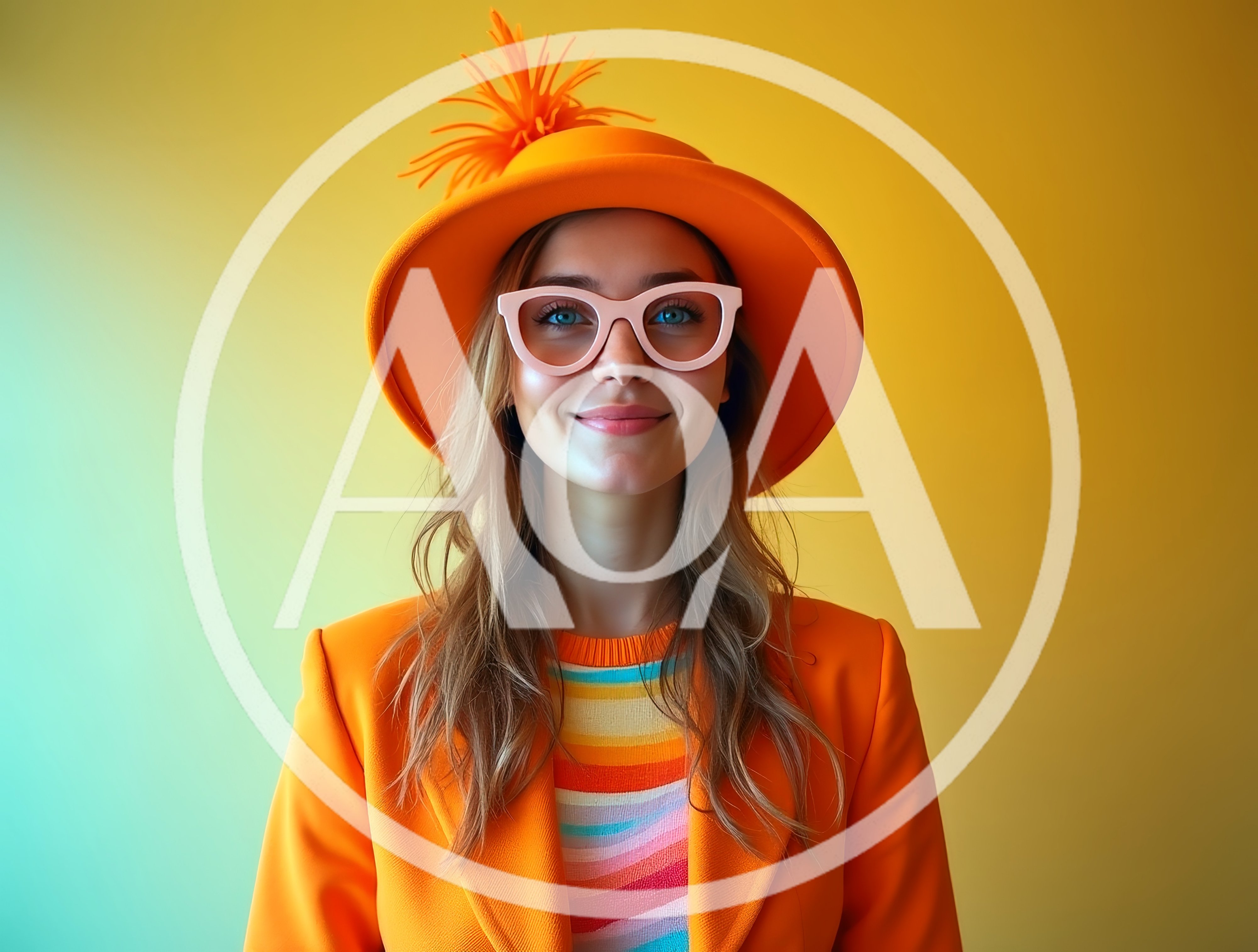 Portrait Of A Stylish Woman In Orange Hat