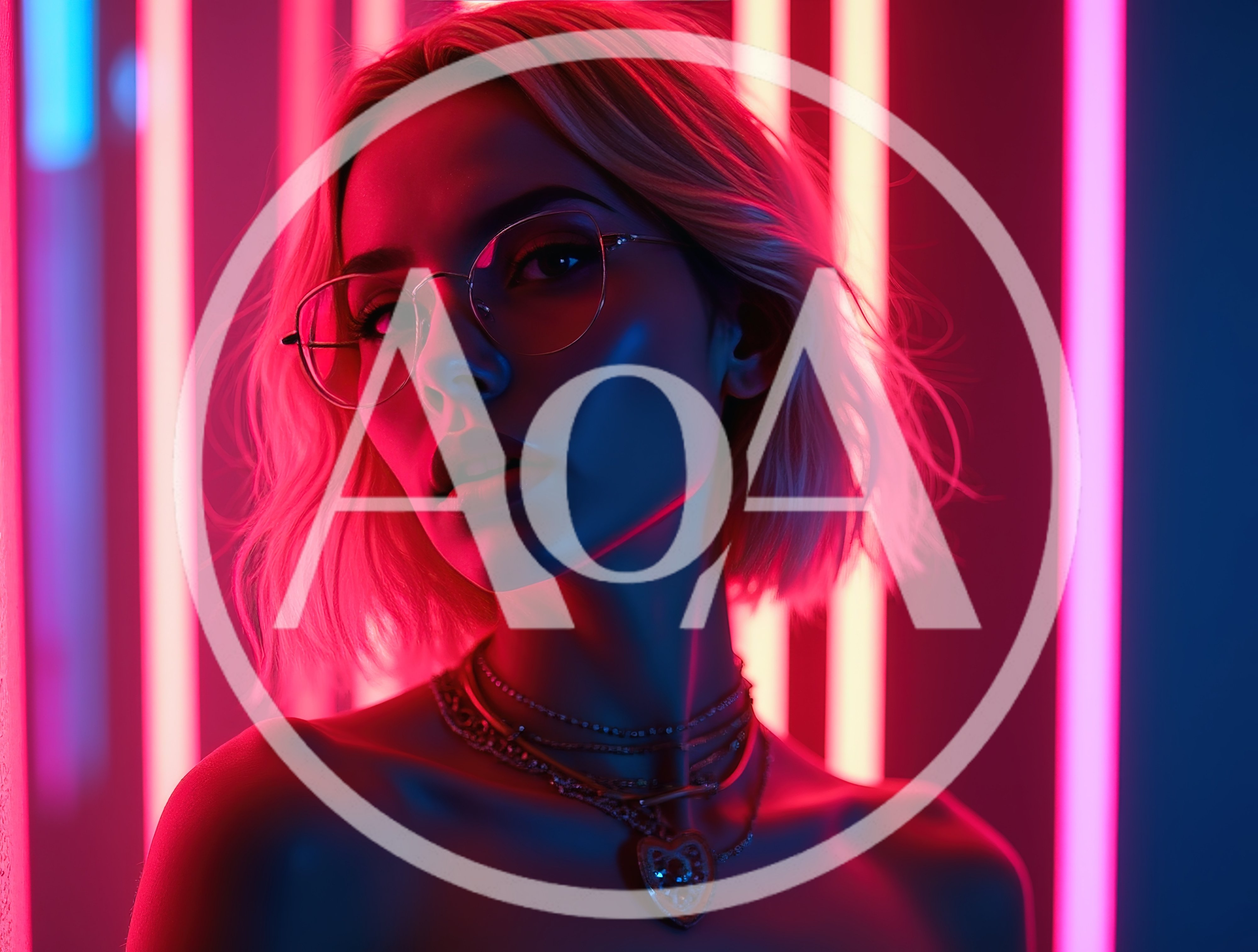 Portrait Of A Young Woman With Neon Lighting