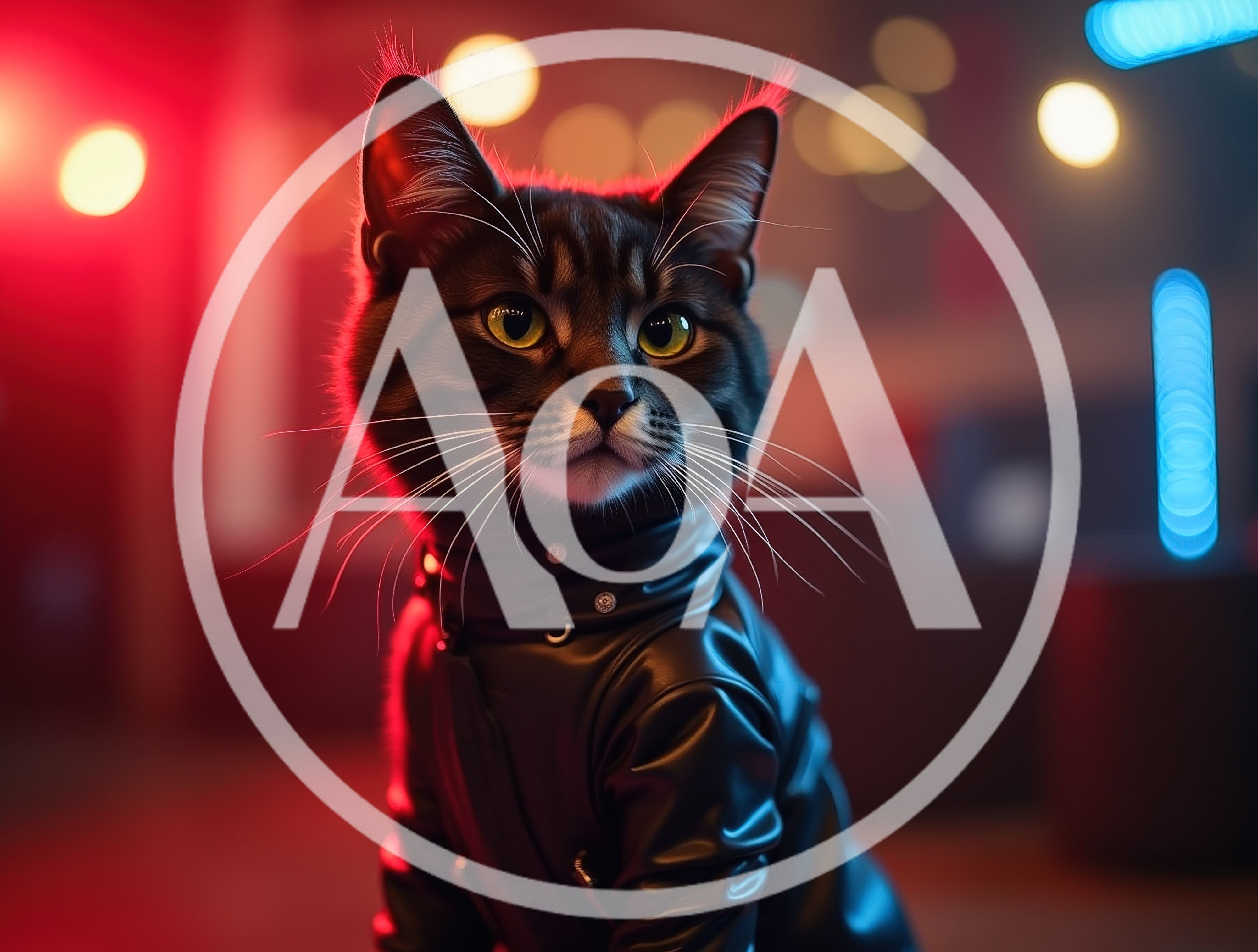 Cool Tabby Cat Wearing A Black Leather Jacket