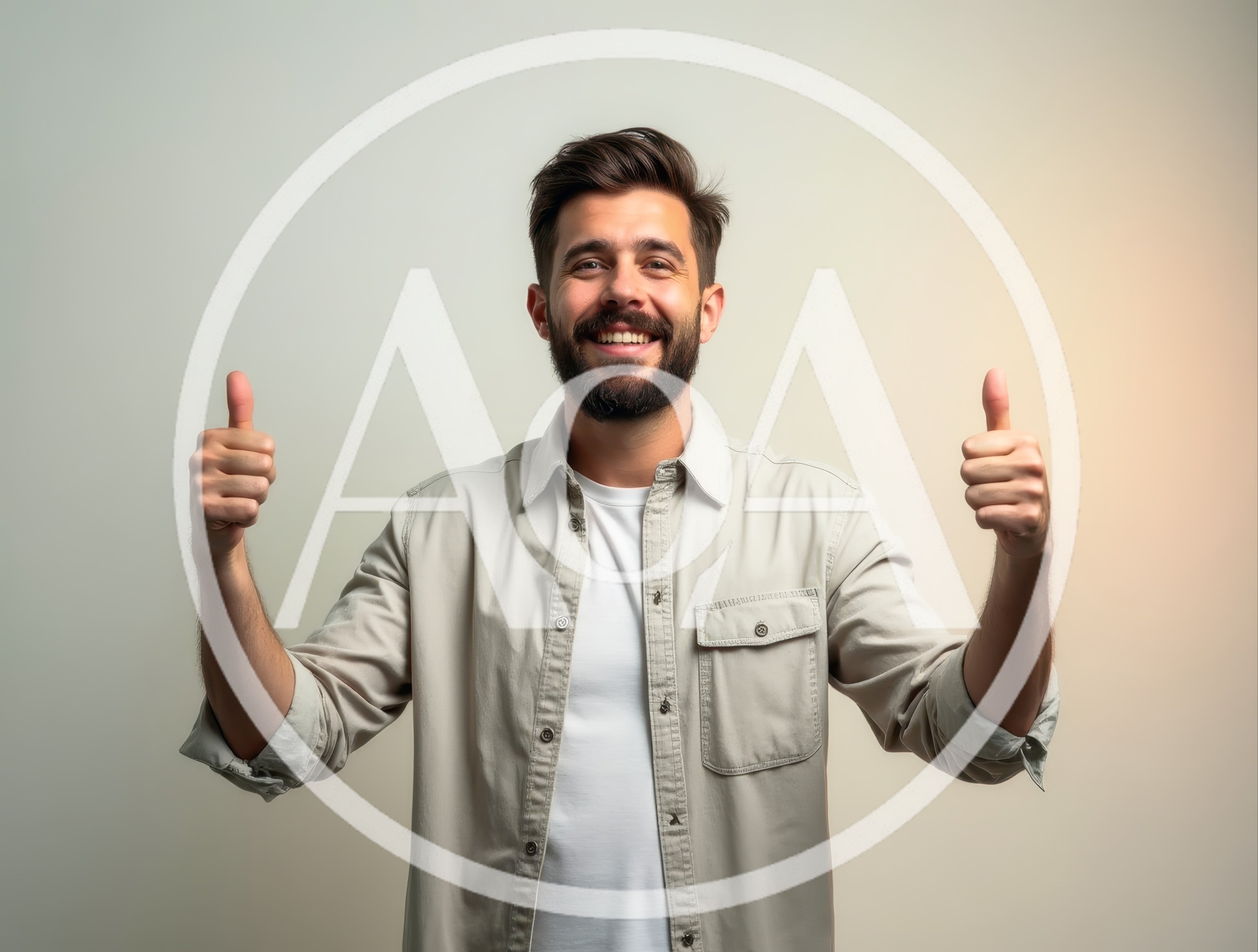 Smiling Man Giving Double Thumbs Up