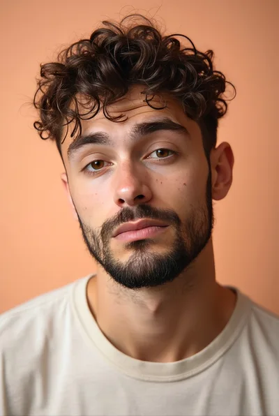 Portrait Of A Young Man With Curly Hair