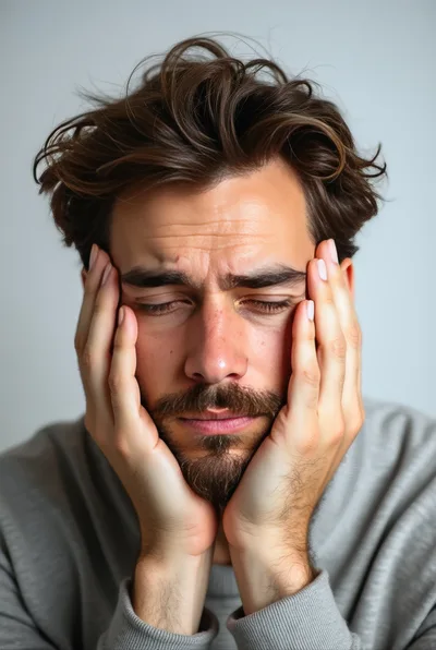 Stressed Man Holding Head In Hands