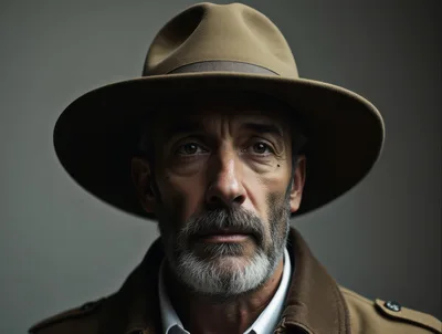Portrait Of A Mature Man In A Fedora Hat