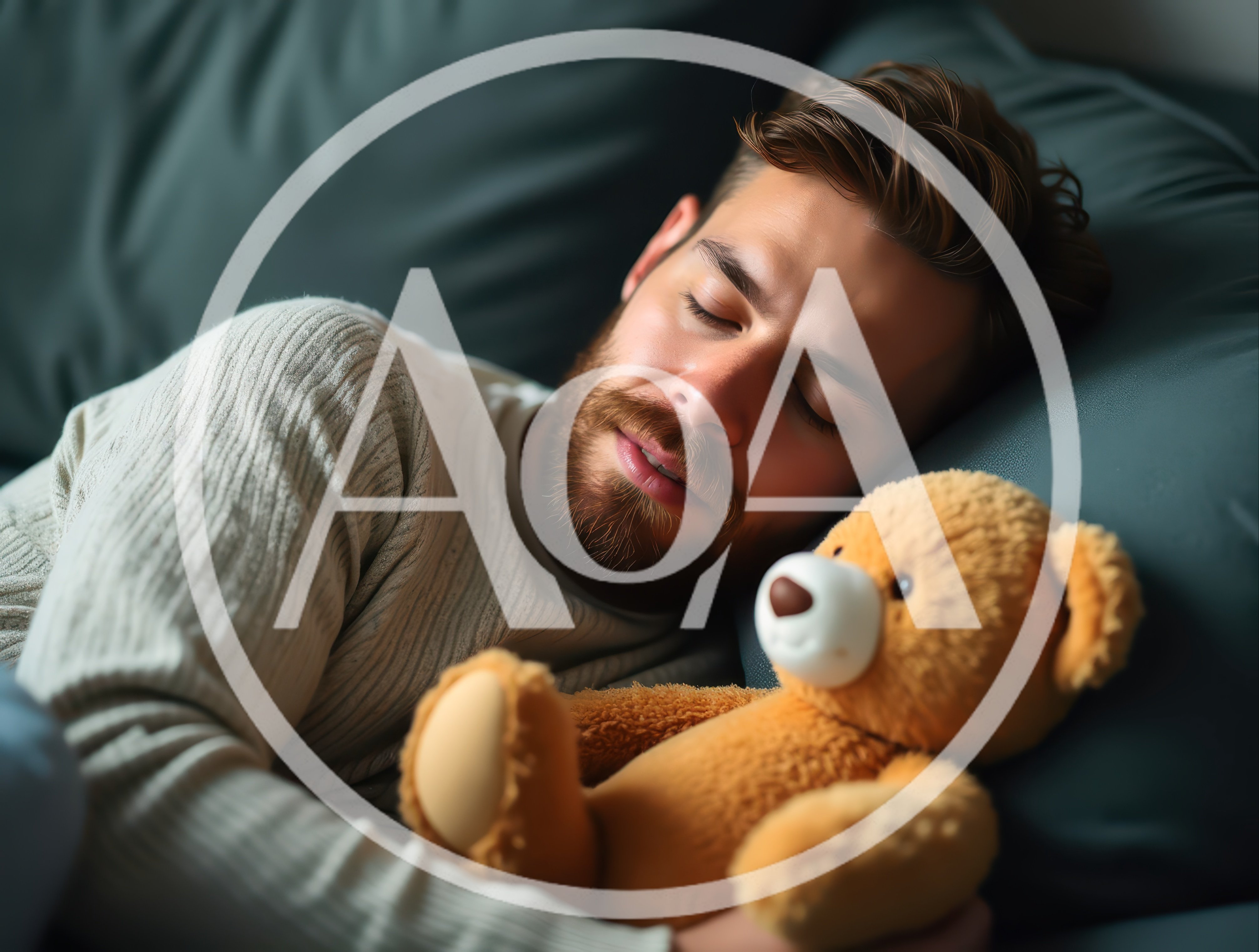 Young Man Sleeping Peacefully With A Teddy Bear