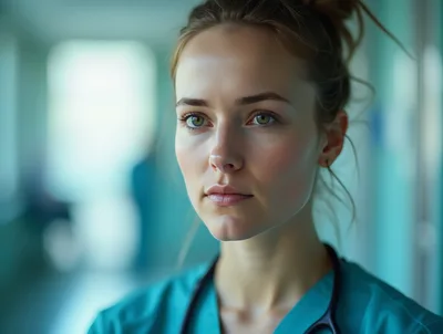 Portrait Of A Young Female Nurse In Hospital
