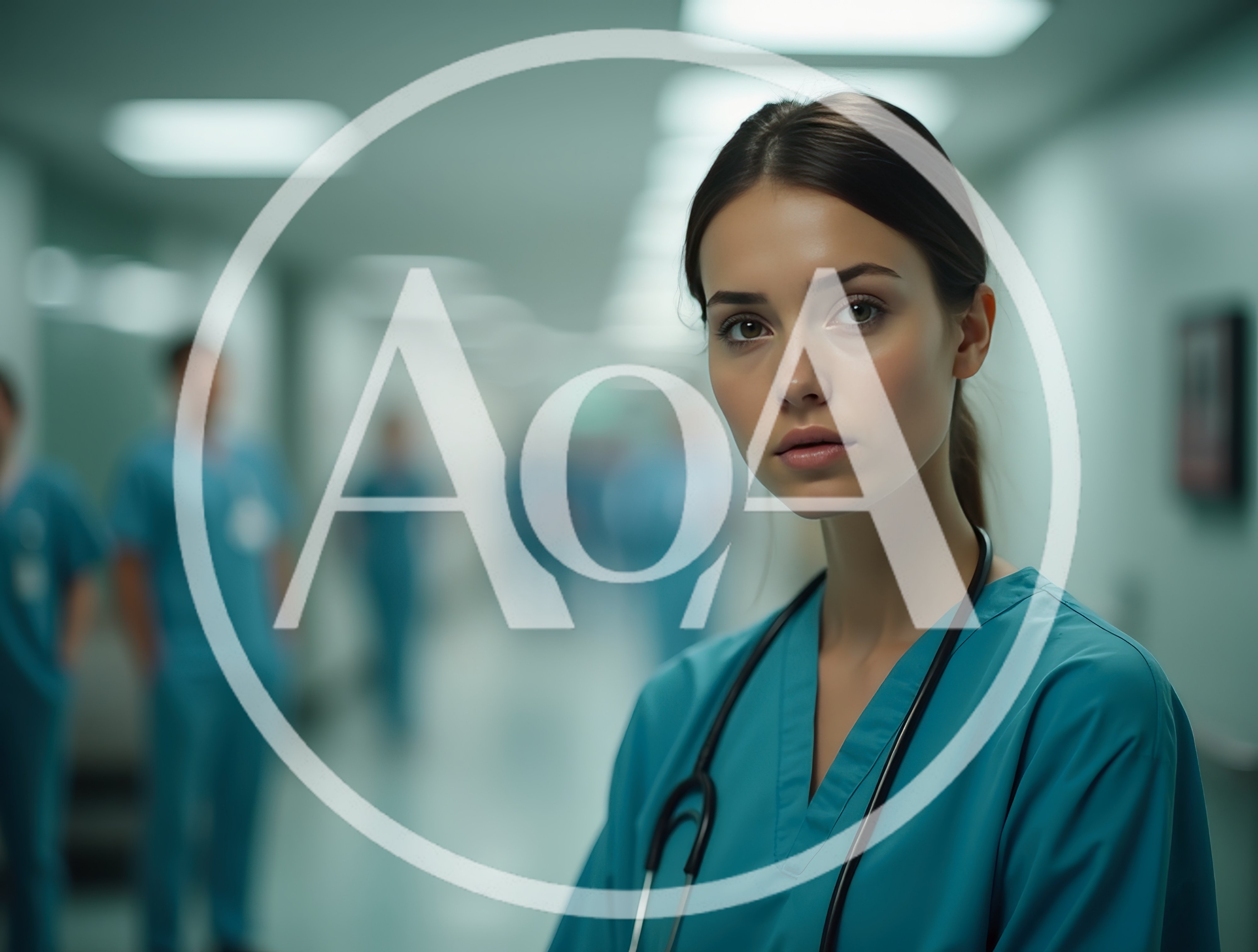 Young Female Nurse Standing In Hospital Corridor