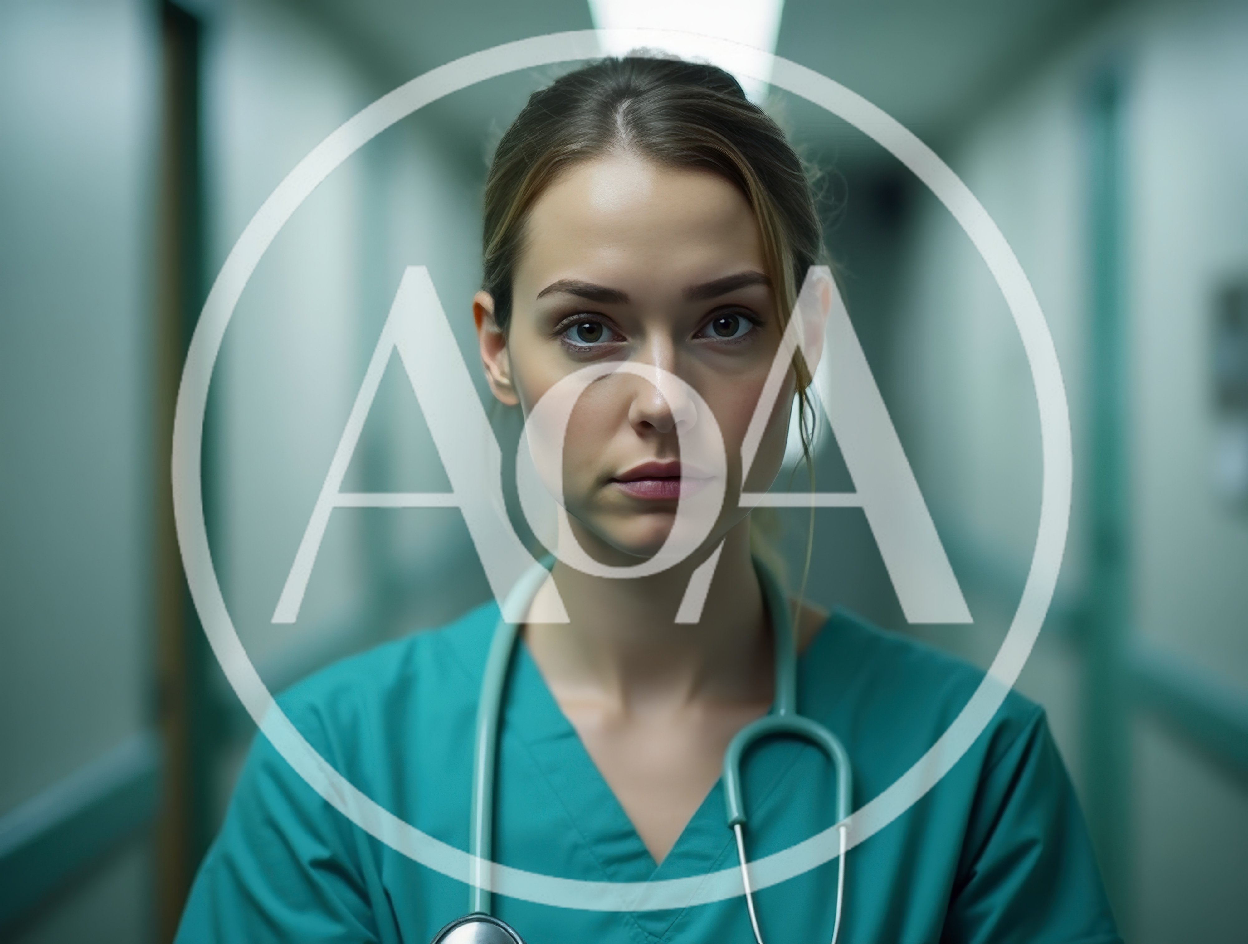 Portrait Of A Serious Female Nurse In Hospital Corridor