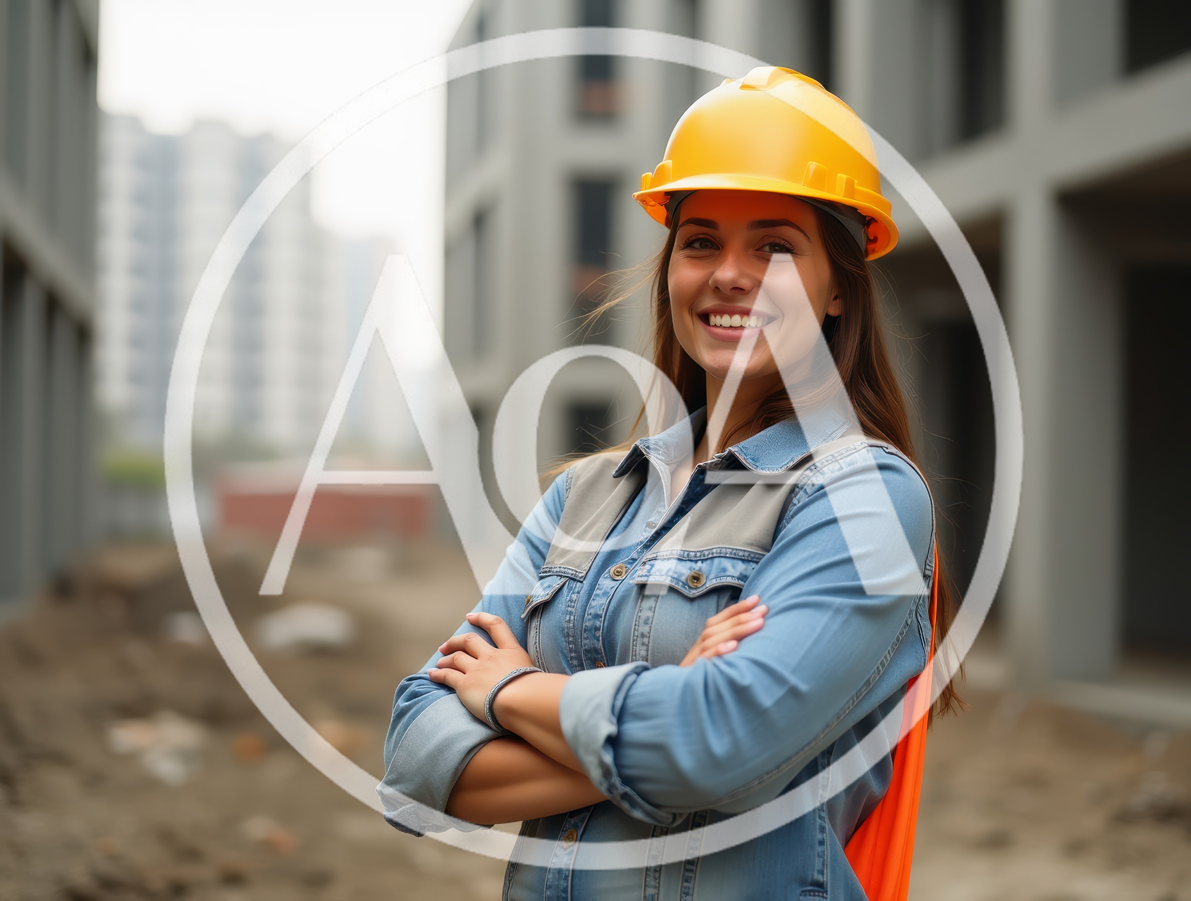 Smiling Female Construction Worker Standing At Building Site